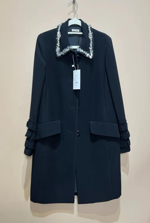 Miu Miu black mid-length coat, size 38 SYCC2038