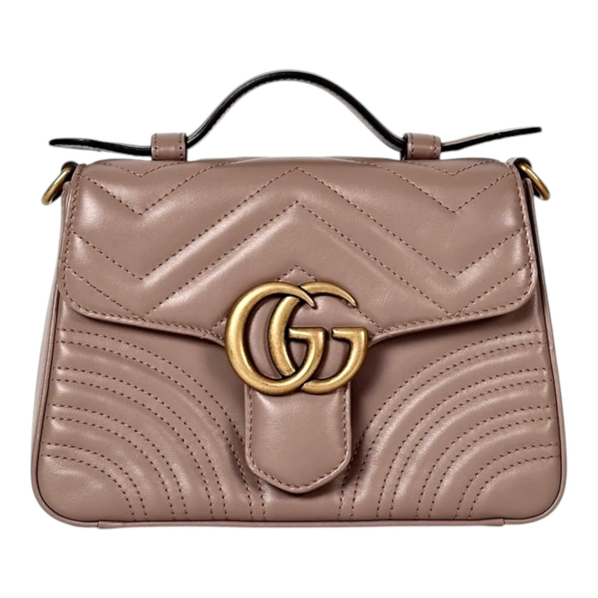 Gucci Taupe GG Marmont Top Handle Mini Bag