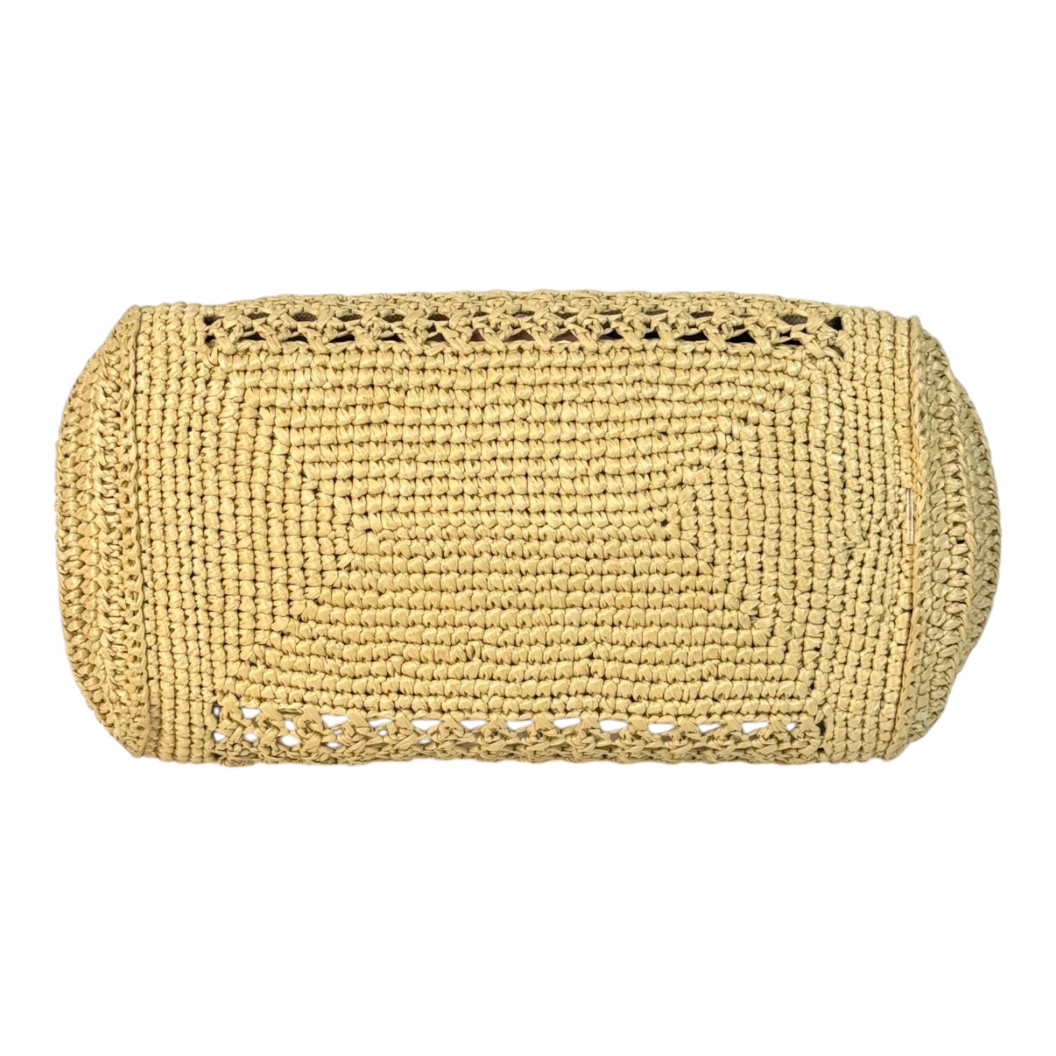 Miumiu Neutral Raffia Crochet Tote Bag
