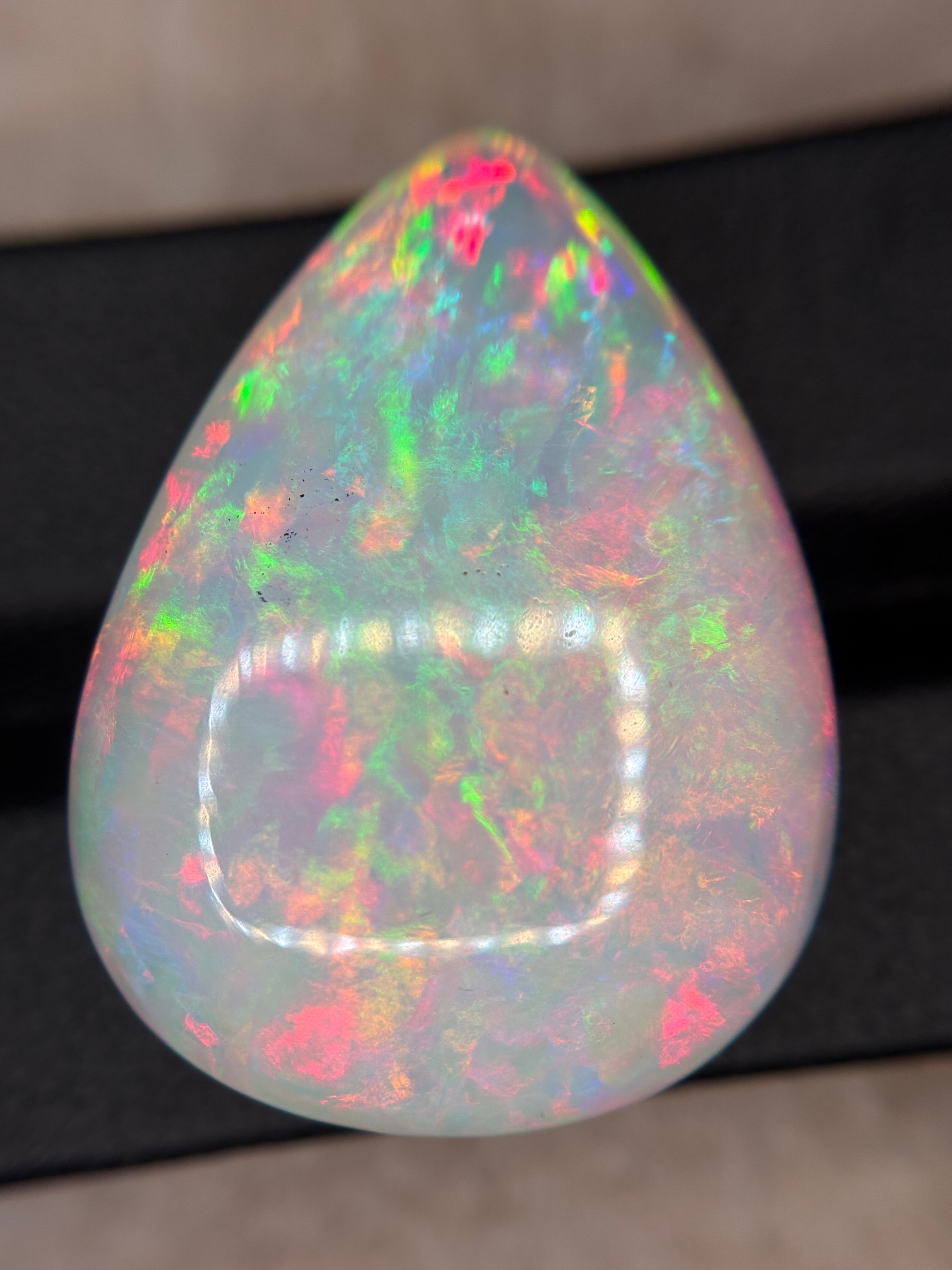36.70ct White Opal Cab Pear THAIC0467