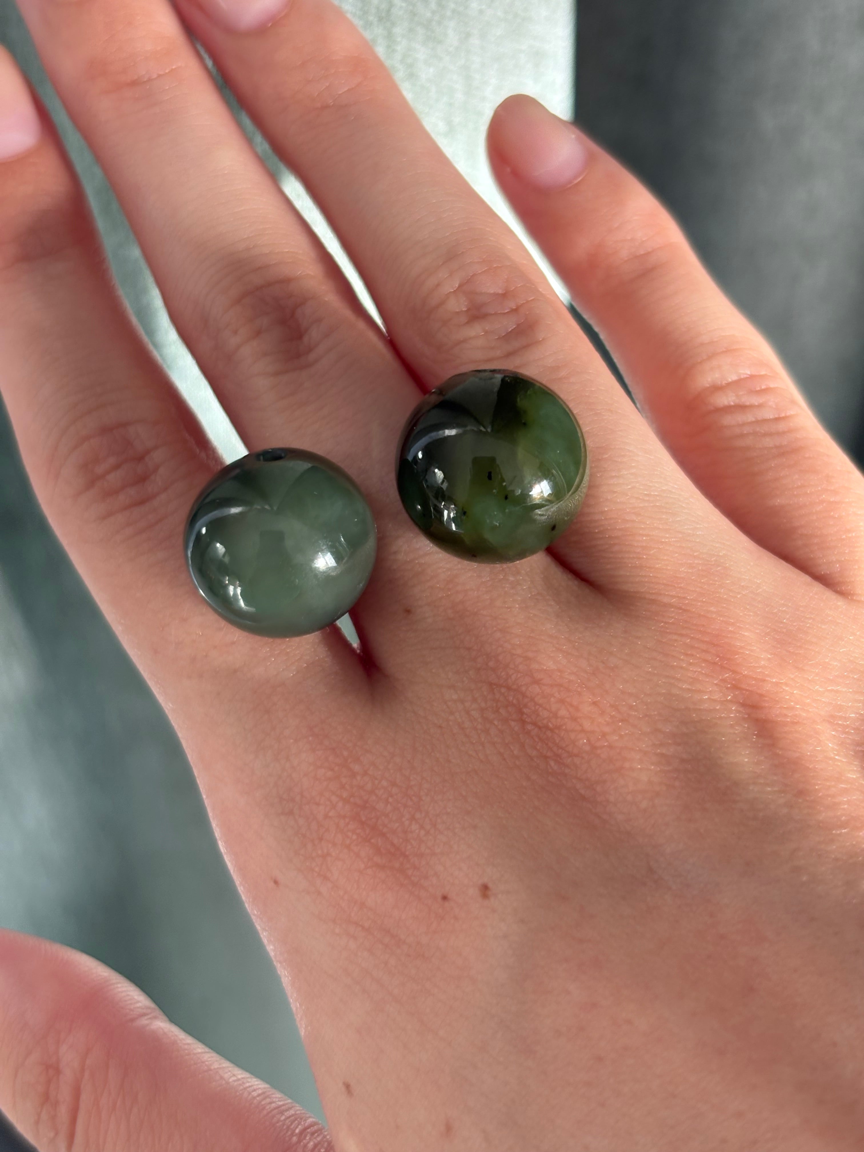 61.00ct Natural Siberian Green Jade Beads PAIR D15.8mm DXBCS5458