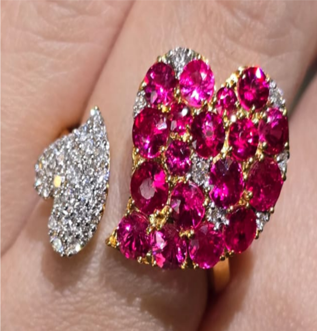 2.96ct Unheated Burma Pink Spinel 2 Hearts ring SYCB62