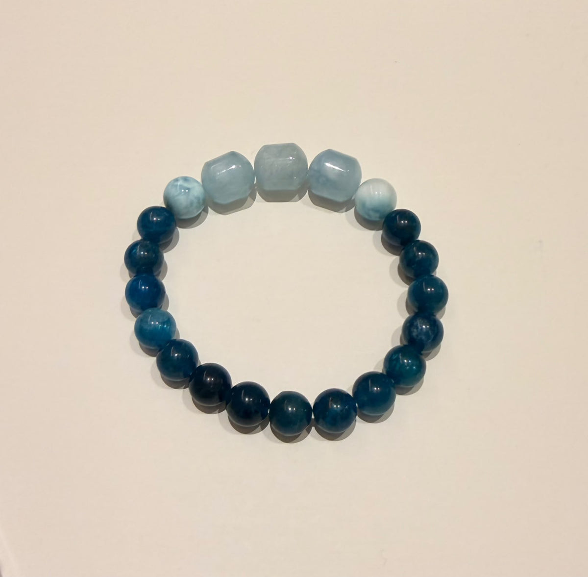 Blue Aquamarine Larimar and Apatite Bead Bracelet HKDXB0012