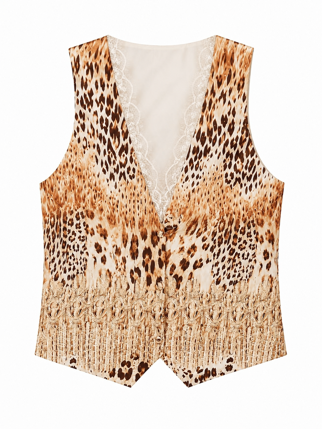 WAISTCOAT BEIGE LEO GRADIENT WITH LACE MCL12091