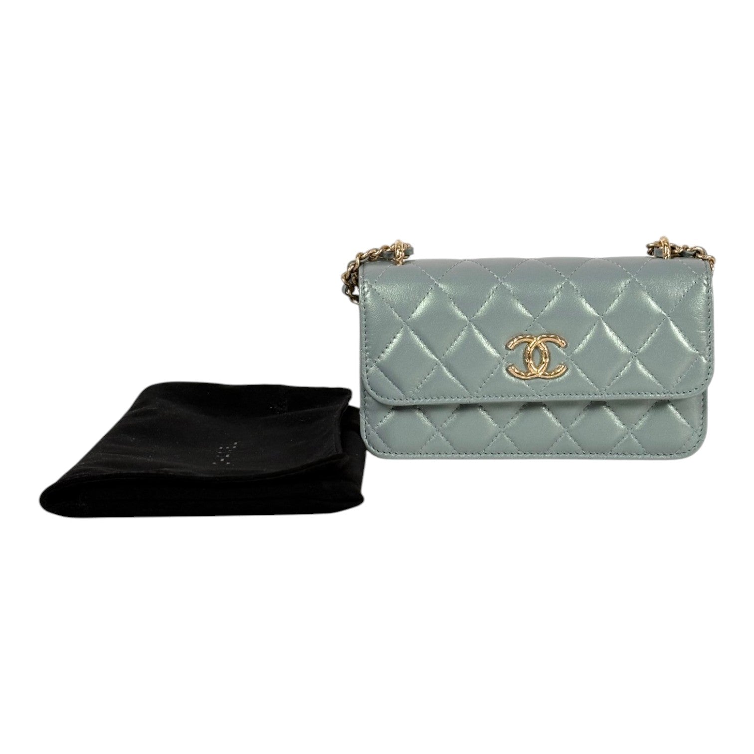 Chanel Light Green WOC in Lambskin Bag