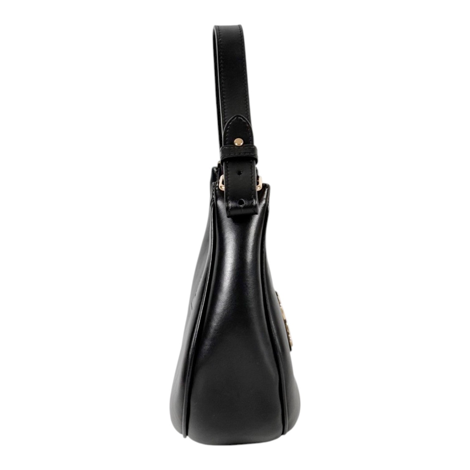 Celine Black Ava Triomphe Hobo Bag in Calfskin