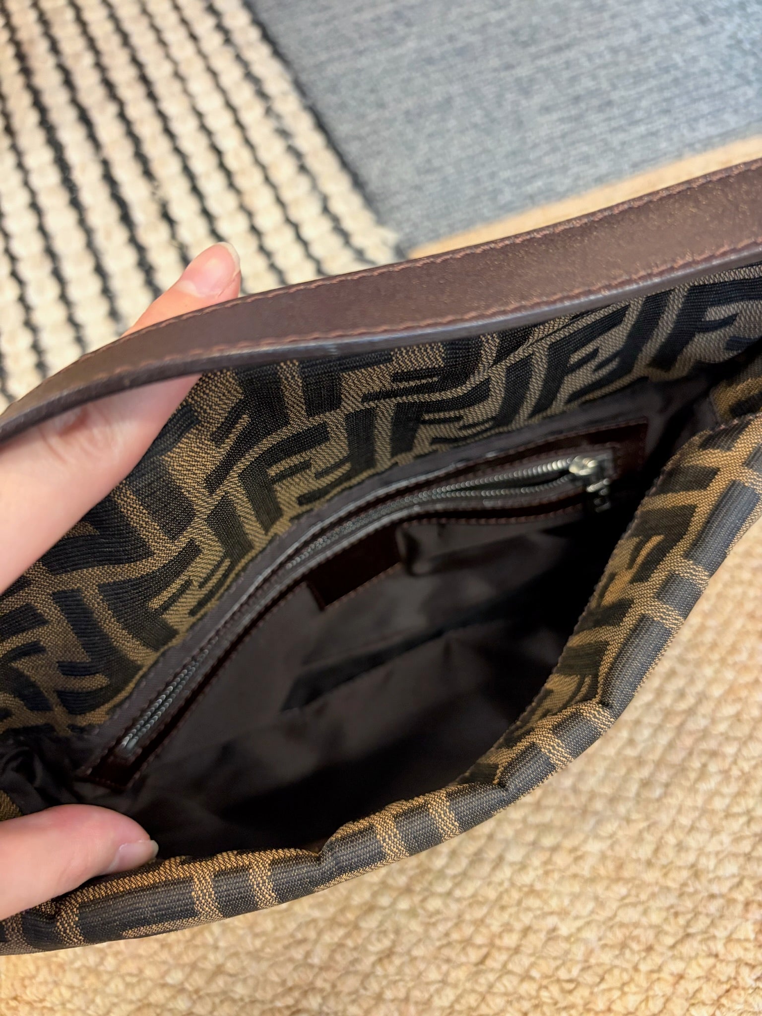 Fendi Baguette Canvas Shoulder Bag