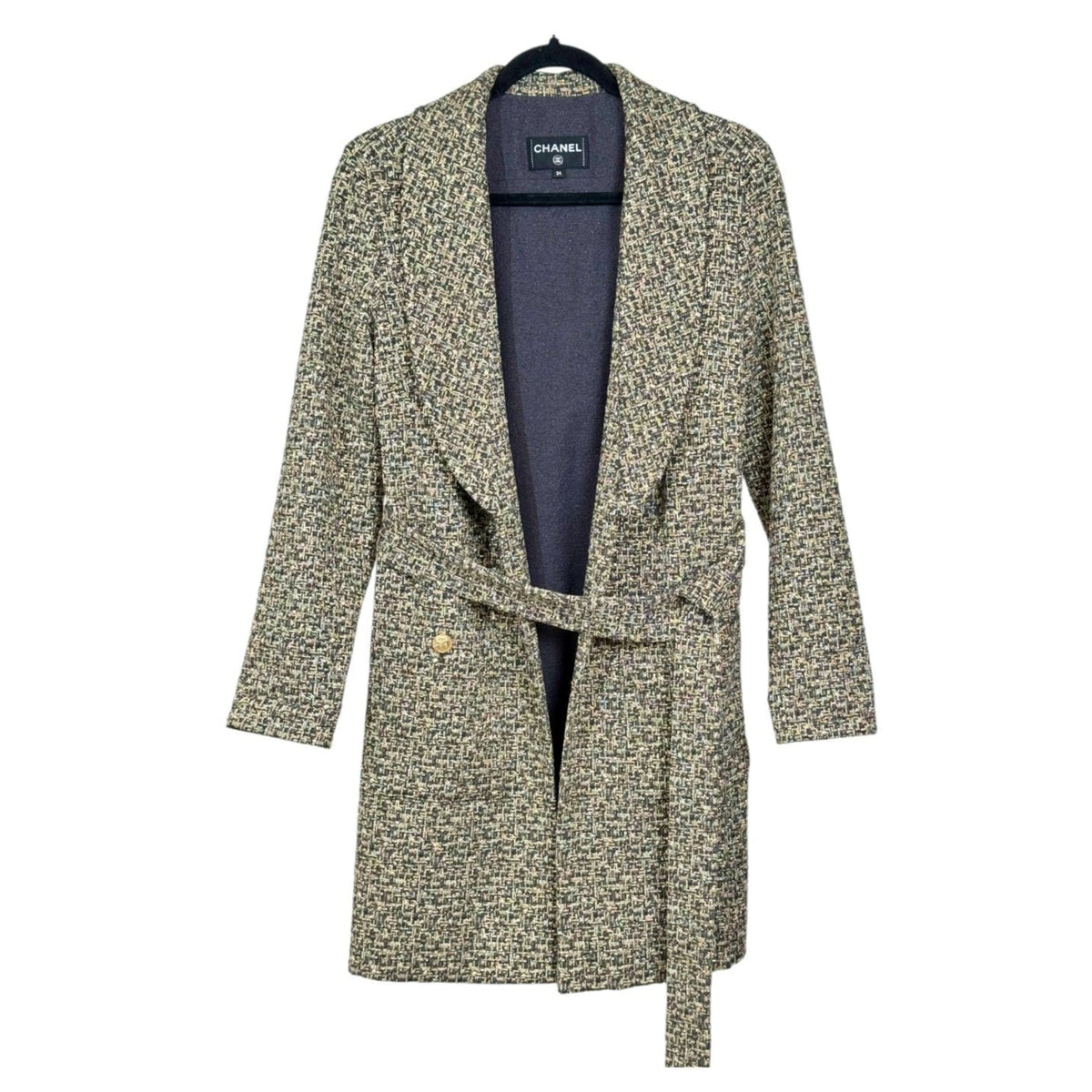 Chanel 16A Tweed Coat Gold/Grey #34