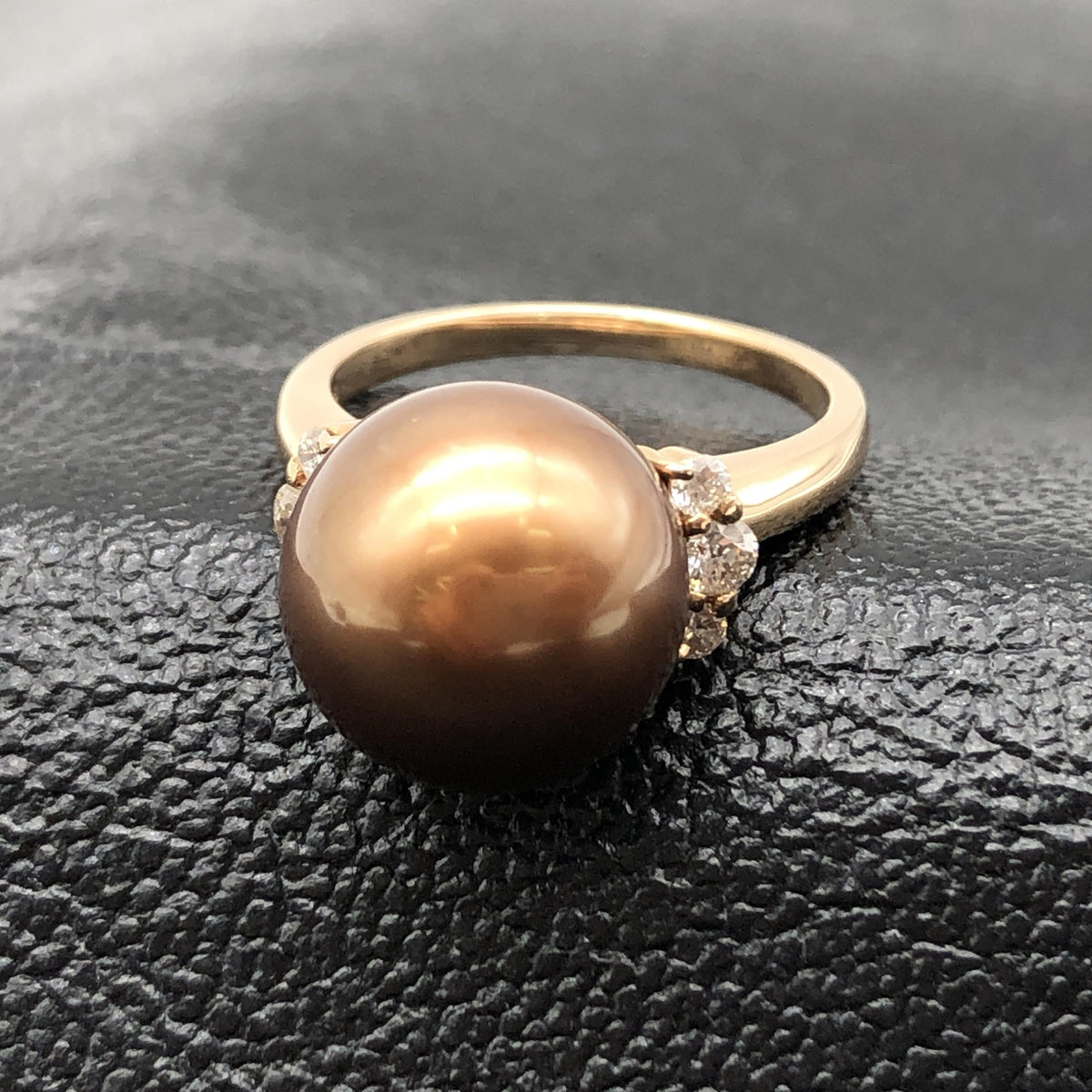 Custom Jewelry 1P Pearl & Diamond Ring, P(12.6mm), D(0.26ct), K18PG, 7.1g, US Size 7 C410236