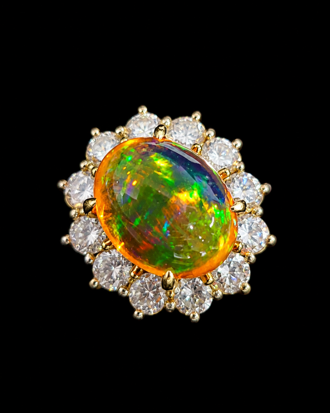 Fire Opal Diamond Ring in Pt900 / OP4.83ct / D1.37ct 9866 JJC0728