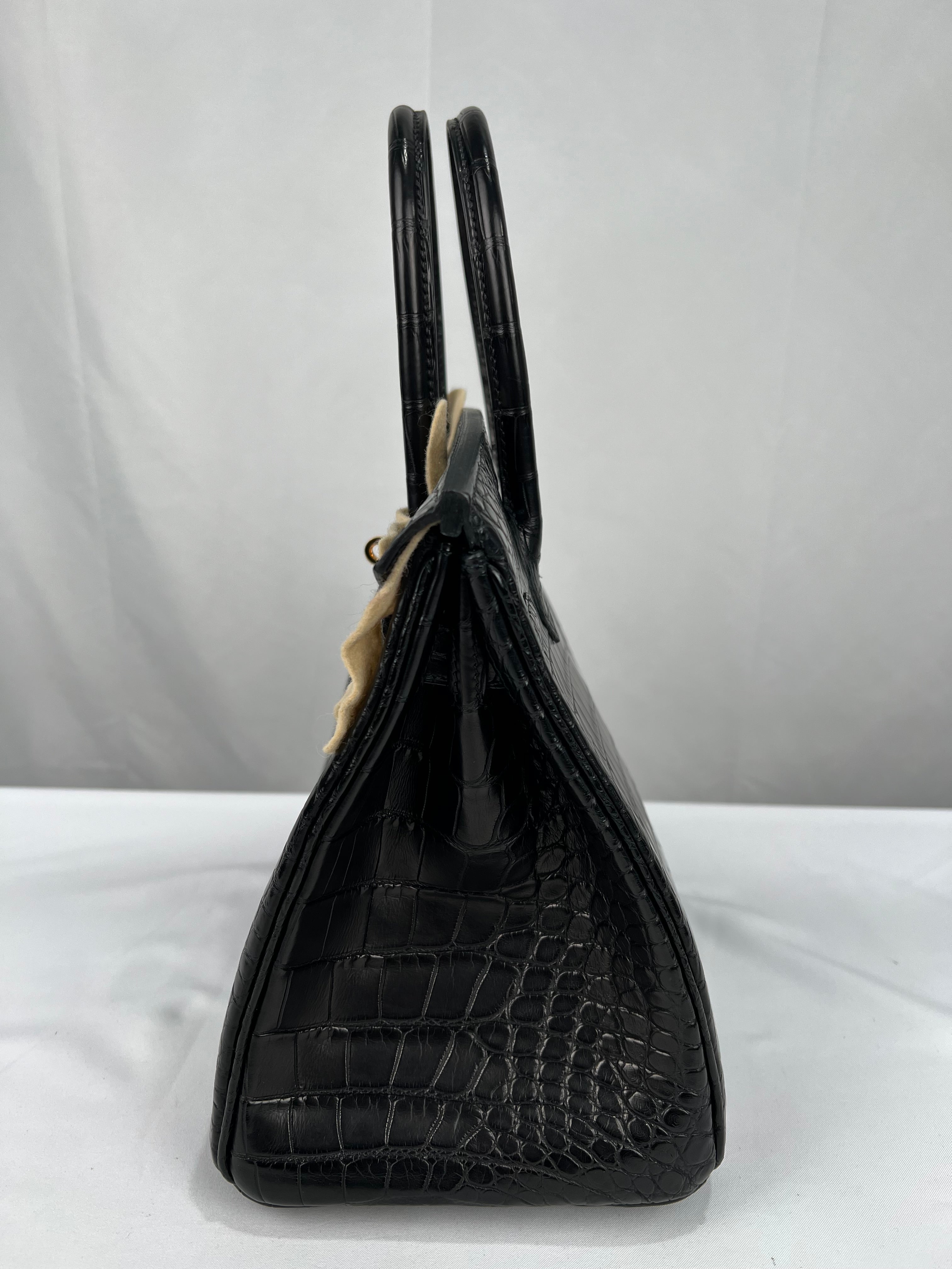HERMES BIRKIN BLACK ALLIGATOR MAT HANDBAG 2000000153902