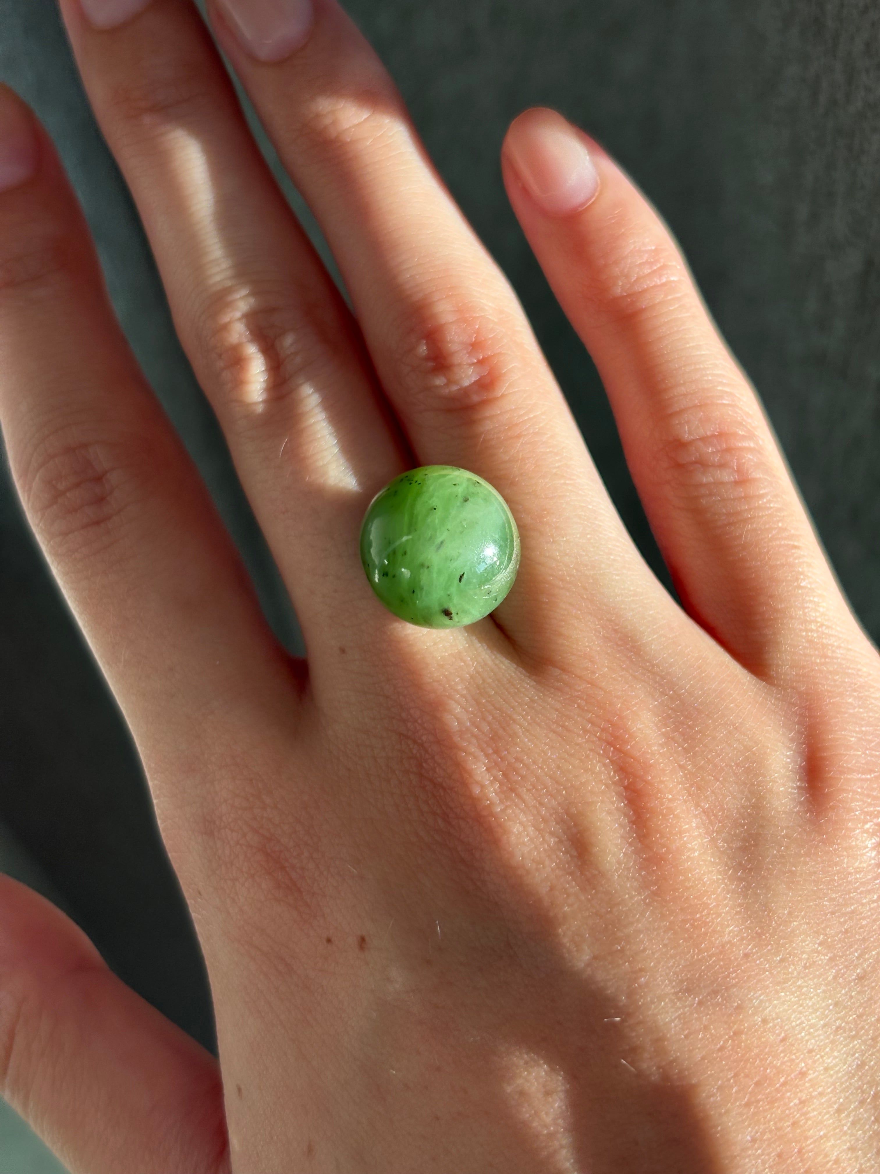 21.00ct Natural Siberian Green Jade Bead single D14mm DXBCS5465
