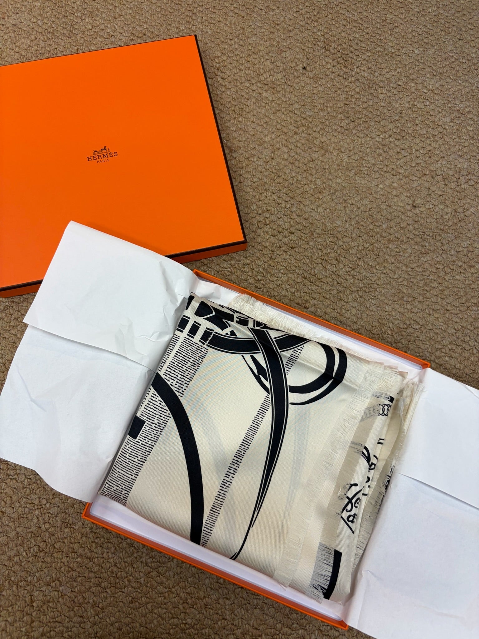 Hermes Grand Manege Fringed Scarf 80