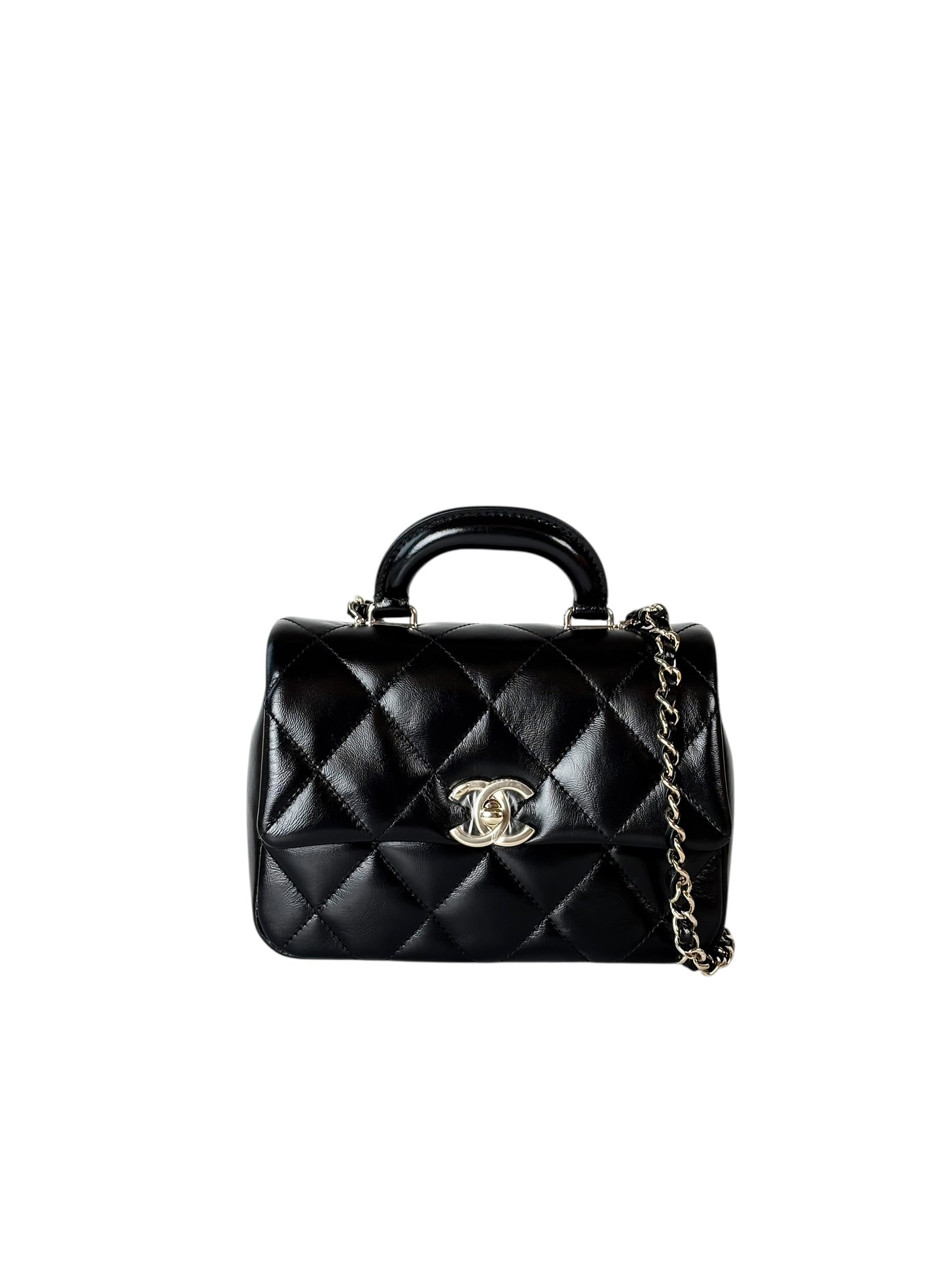 Chanel Classic Flap Mini Bag Black with Top Handle