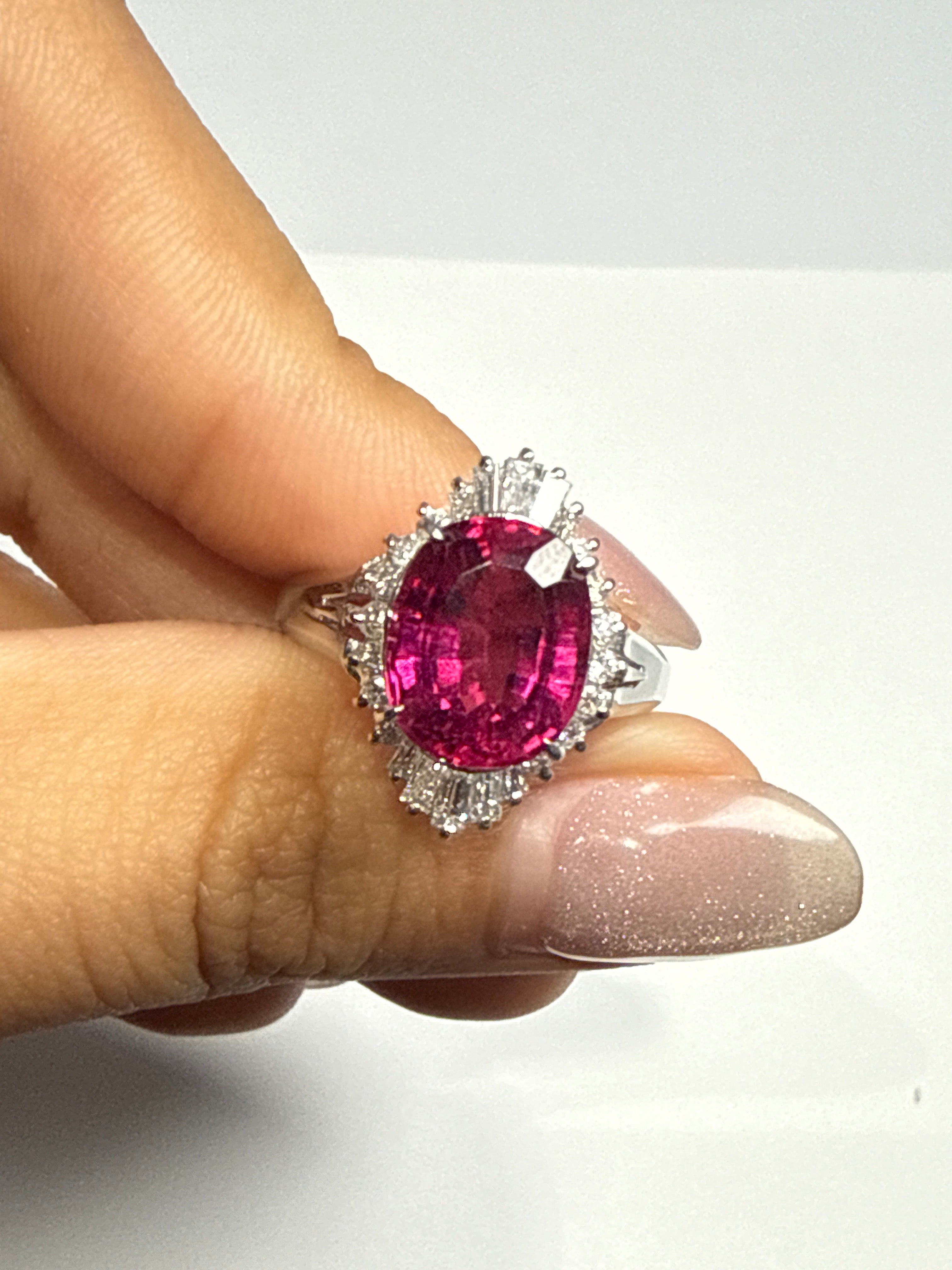 Hot Pink Tourmaline Elongated Ballerina in PT US 6.25 1511 JJC9016