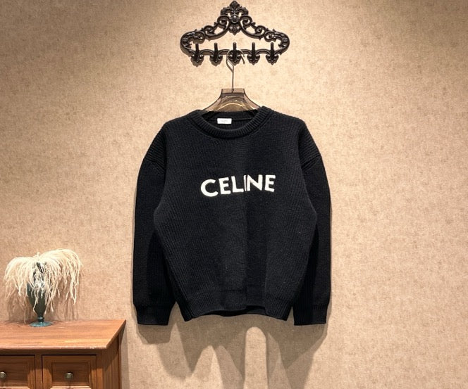 Celine Black Logo Knit Cardigan / Size M / Brand New / 45667 SYCF45667