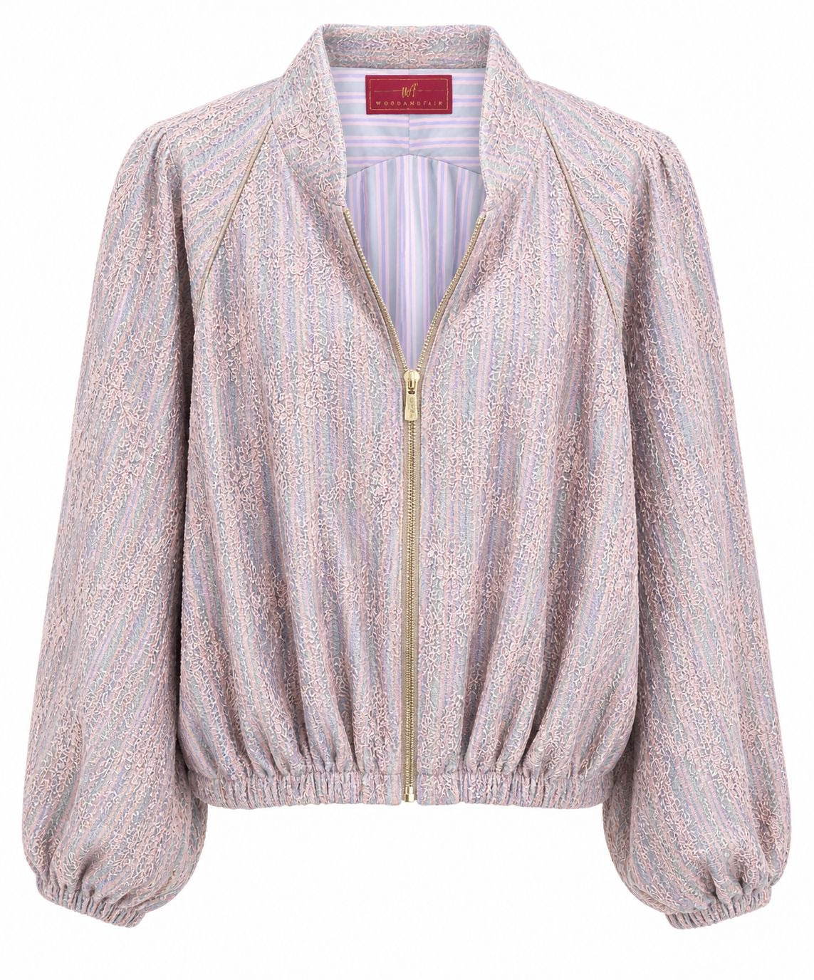 BOMBER LUXURIOUS LACE SILK LINING STRIPES PINK MCL11317