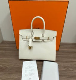 HERMES Birkin 25 Handbag with White Gold Buckle 3102604233909