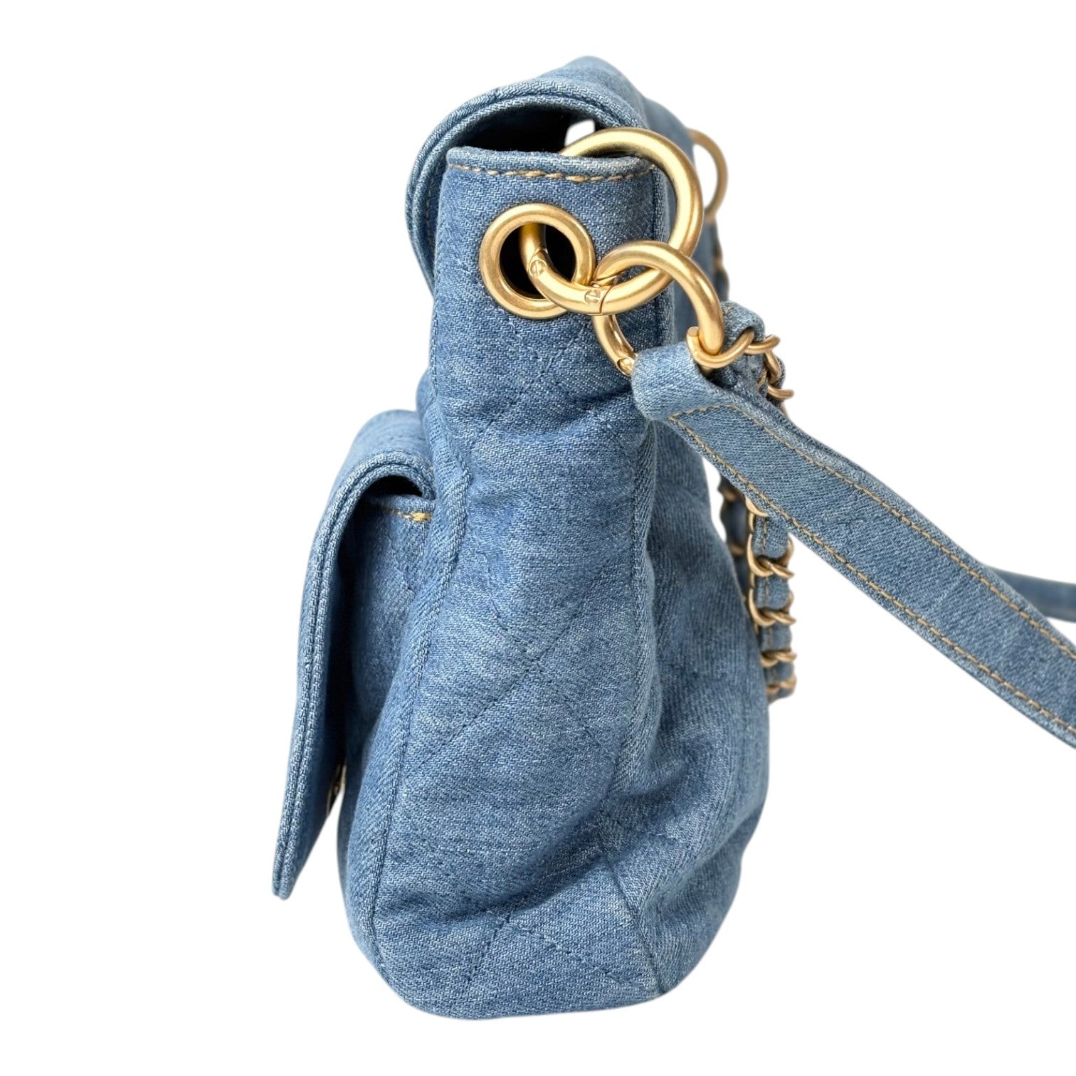 Chanel Small Denim Hobo with Double Pocket Bag