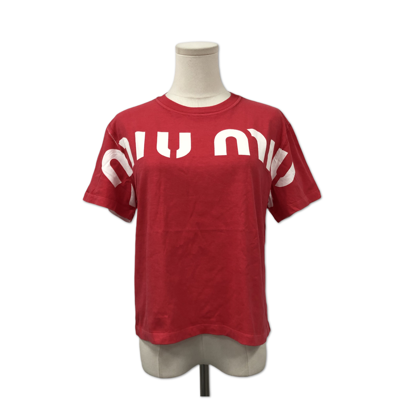 Miu Miu Red Chest Logo T-Shirt size S C1365322452