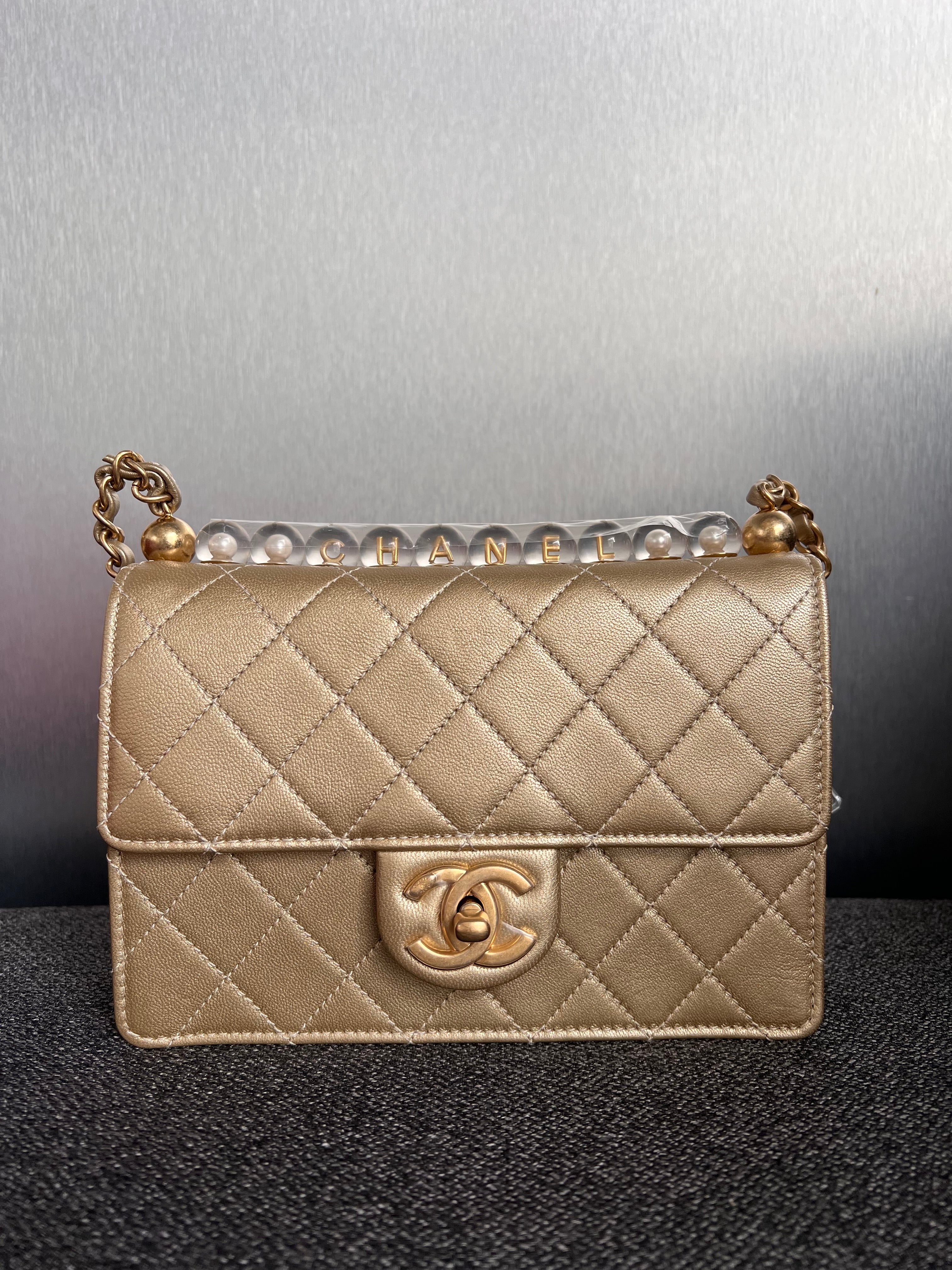 Chanel Pearls Story Flap Gold Calfskin Small GHW