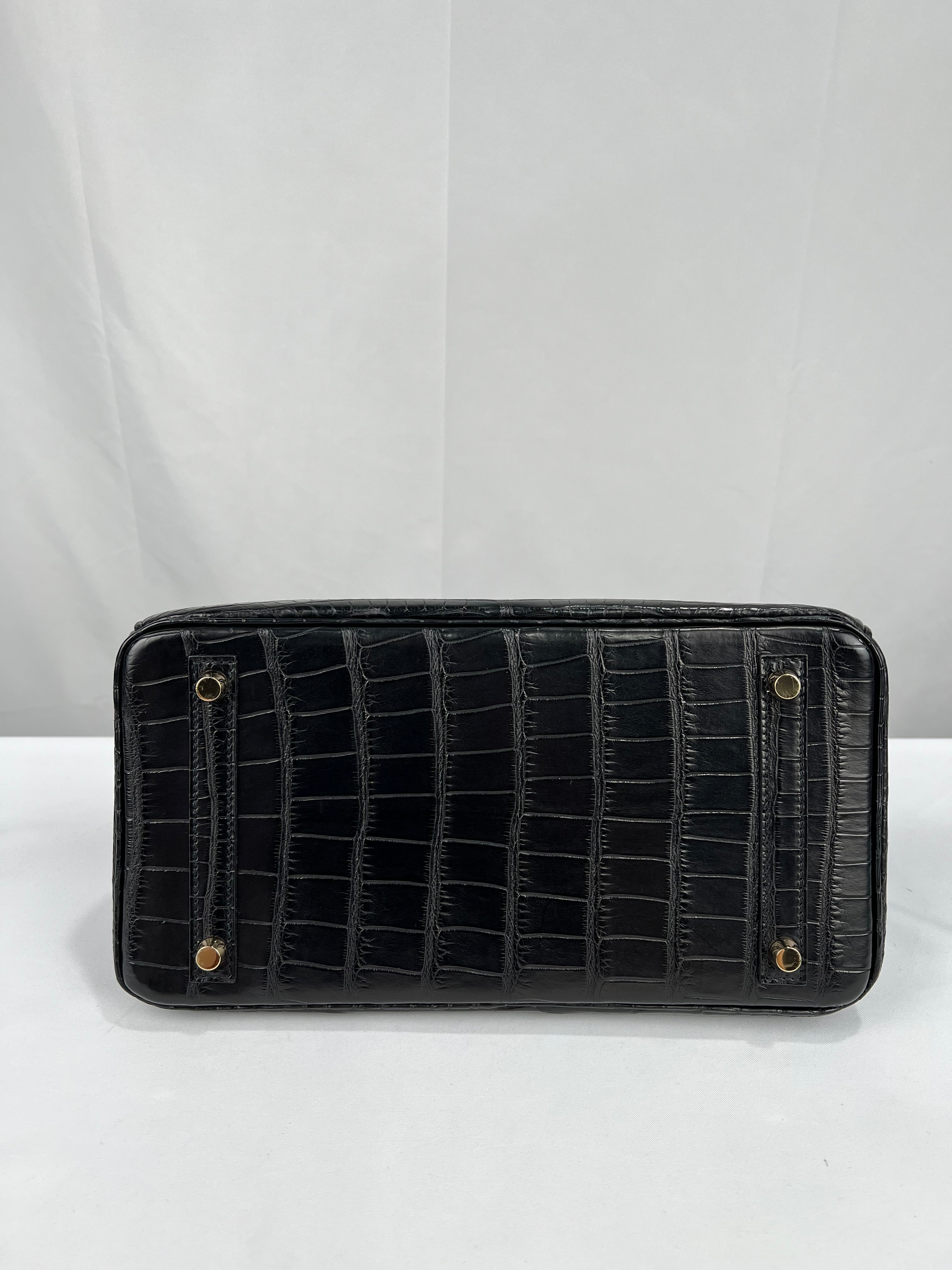 HERMES BIRKIN BLACK ALLIGATOR MAT HANDBAG 2000000153902