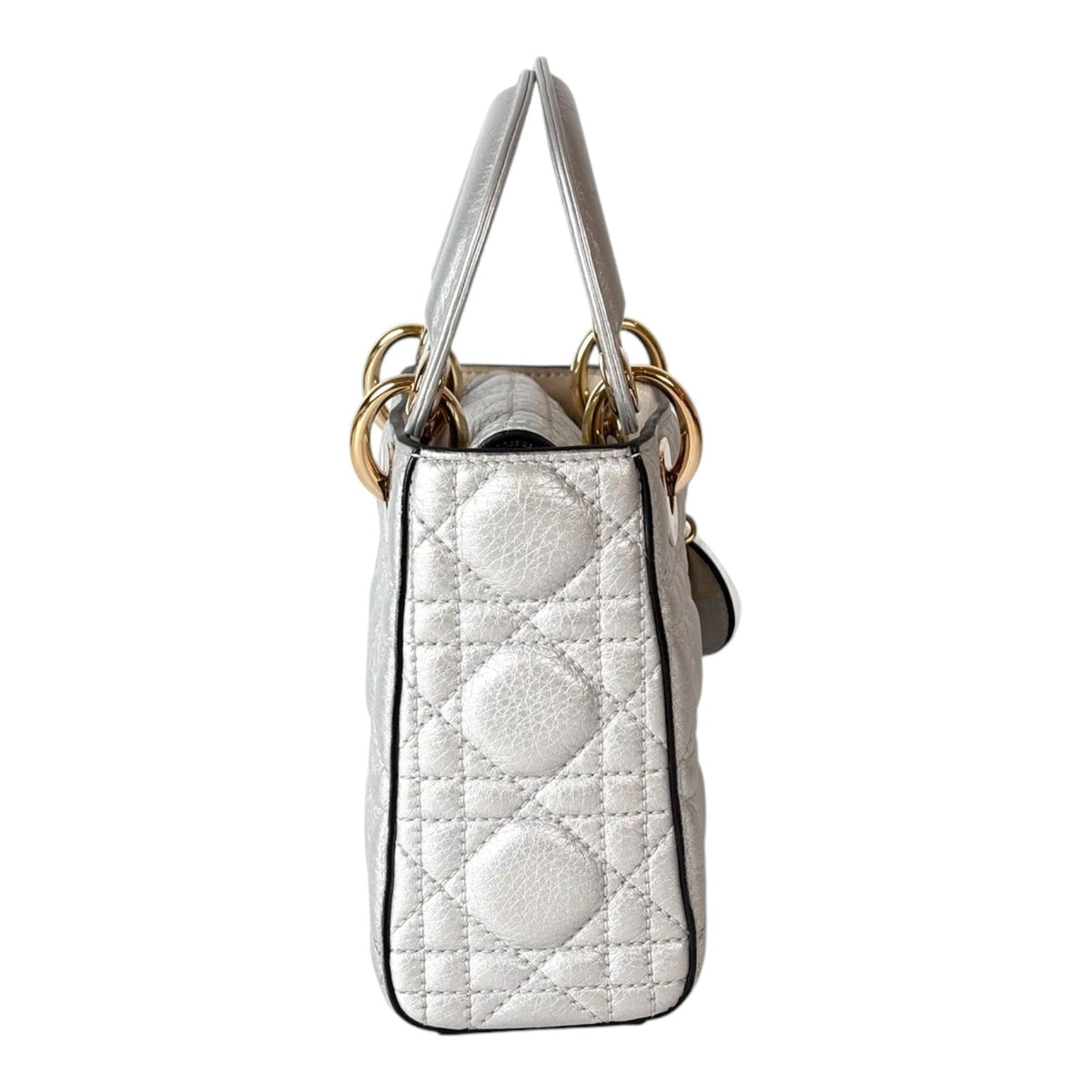 Dior Lady Dior Mini Silver Bag - Full Set