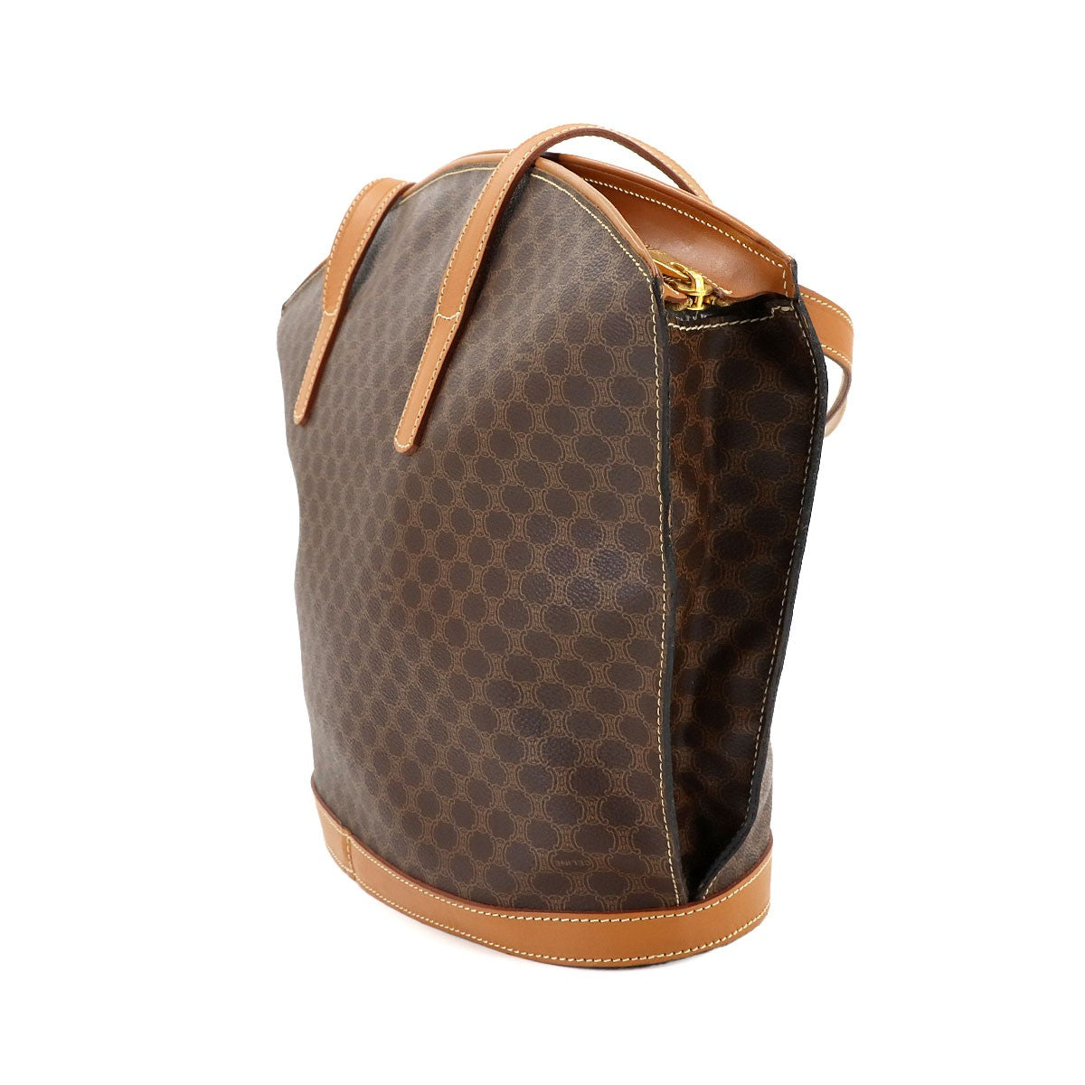 CELINE Macadam Tote Bag PVC Leather Brown Vintage Purse 902752652