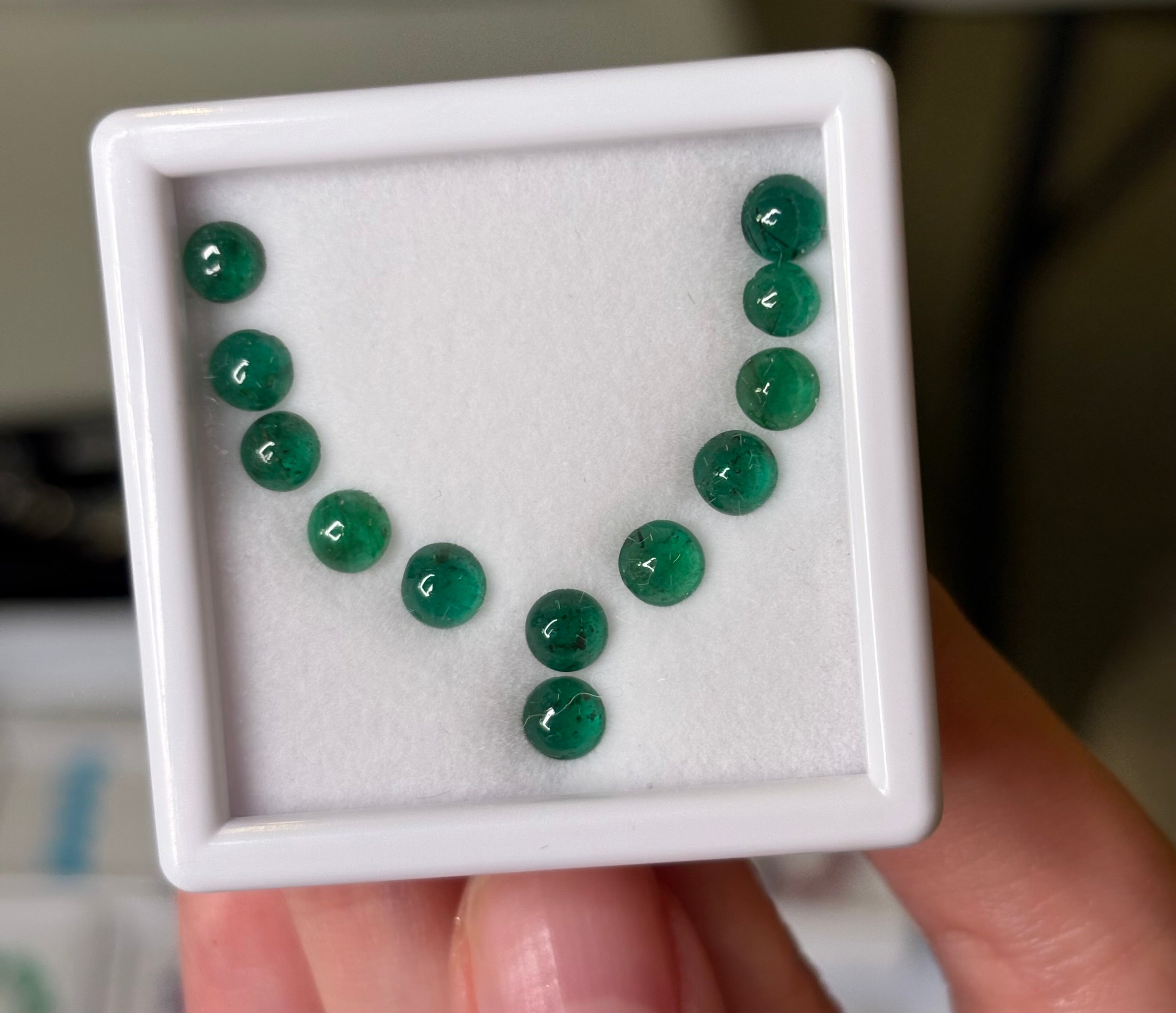 4.30ct Emerald Round Cabochon Set DXBCS6337