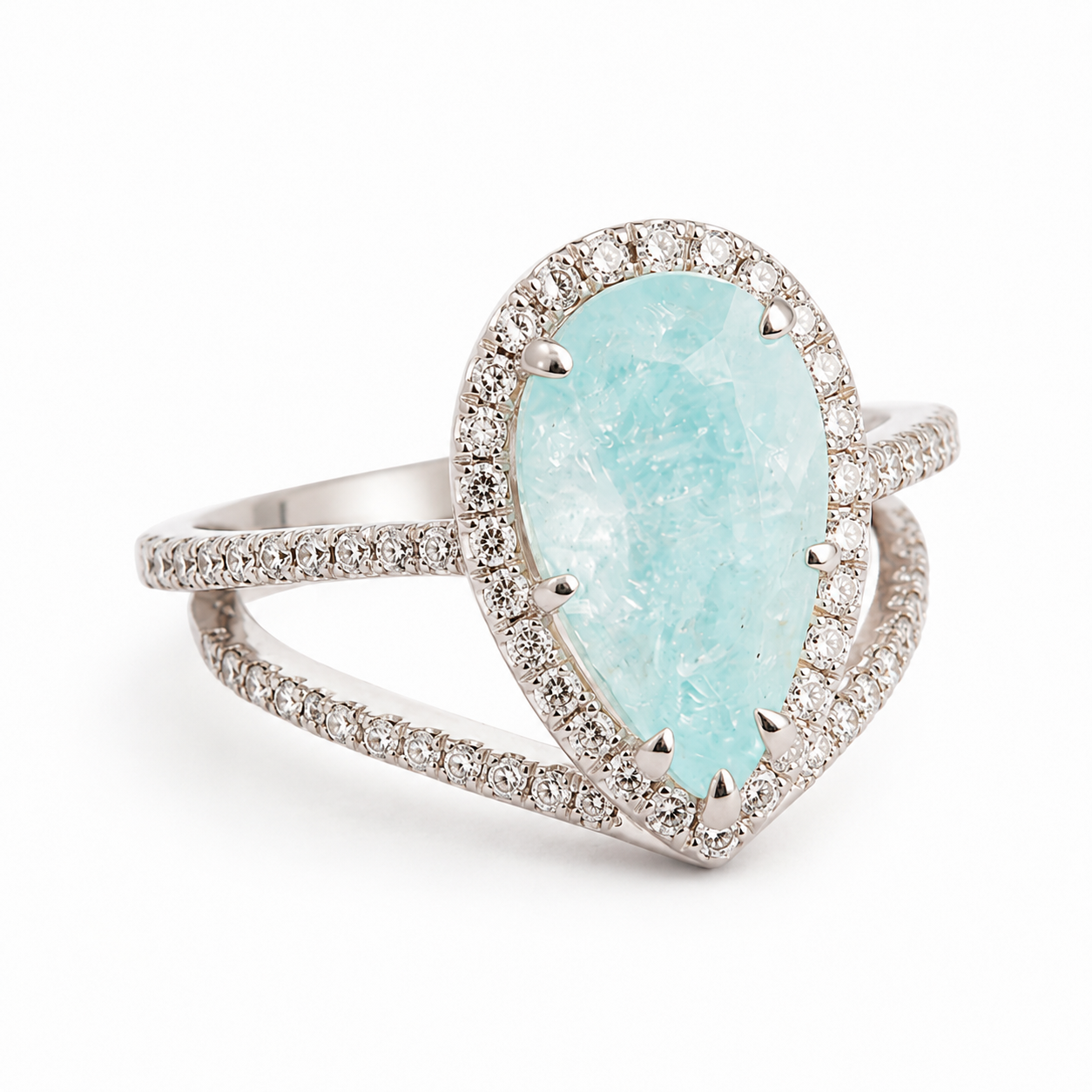 Paraiba 6.57ct Blue Platinum Ring ALC4362