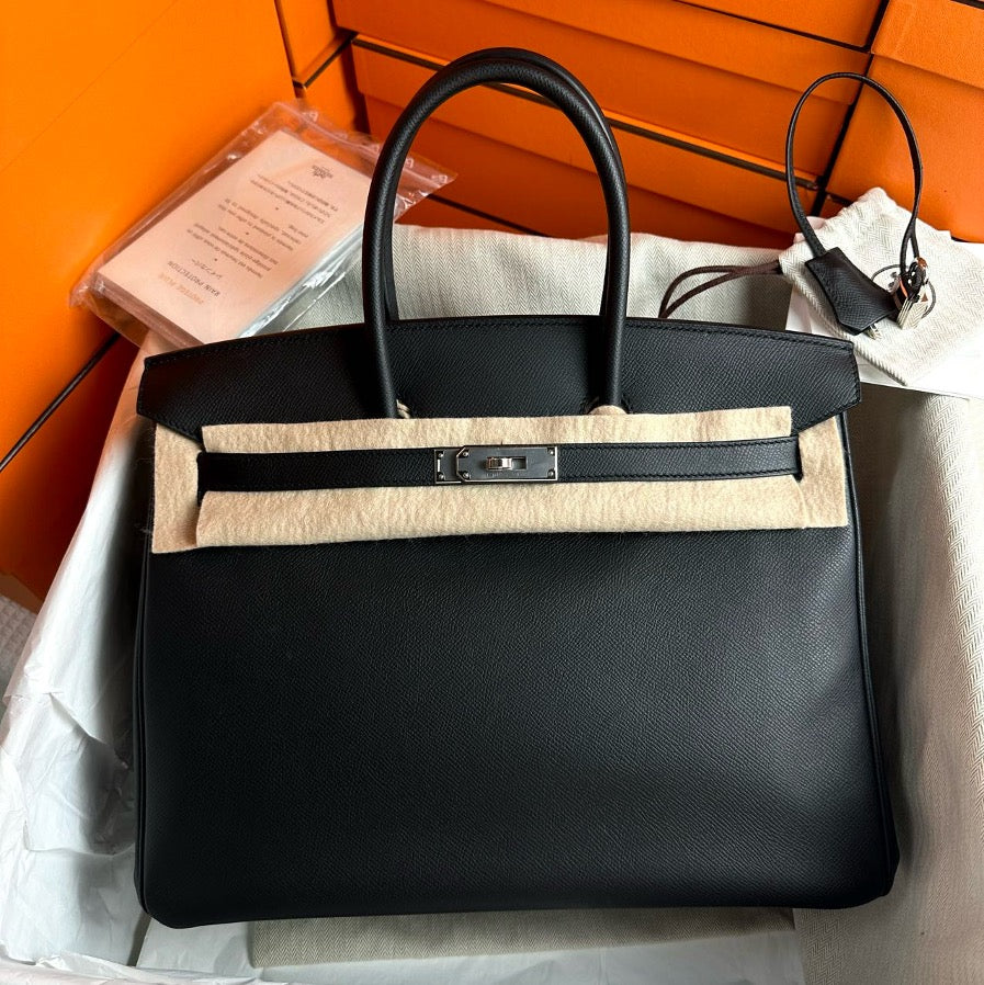 Hermes Birkin 35 Black Epsom PHW #D - Preloved SYC2228