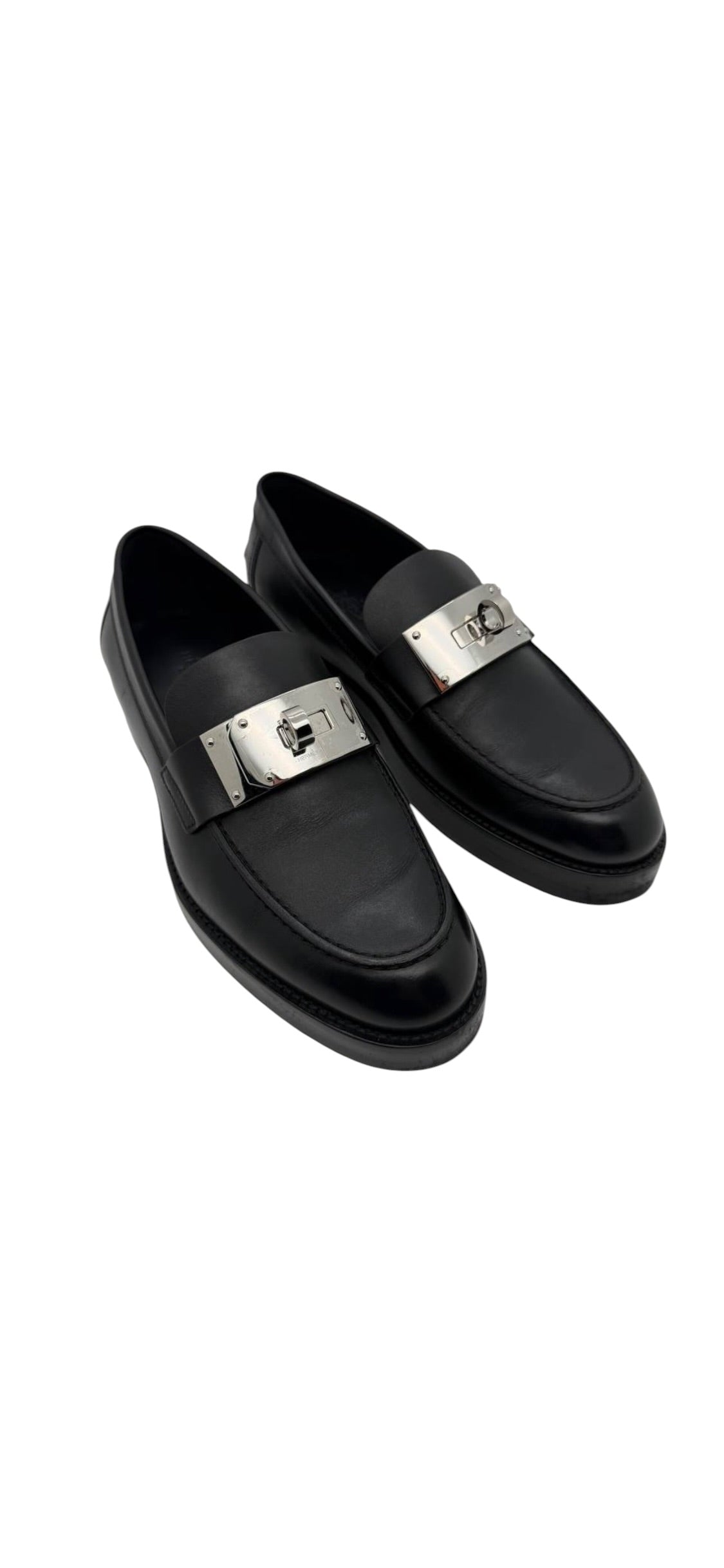 Hermes Loafer Turnlock Black PHW Sz38 DLT7703