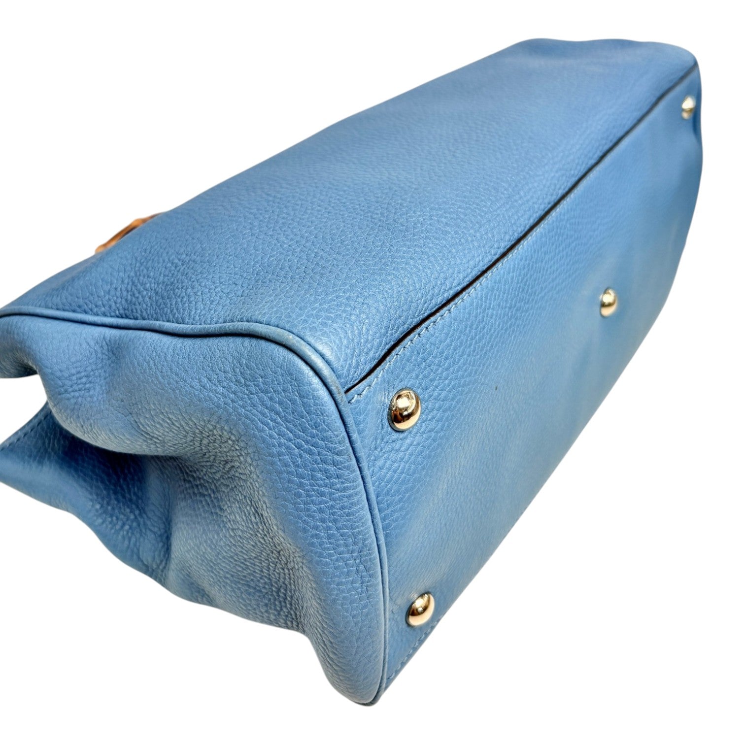 Gucci Bamboo Shopper Blue Tote Bag