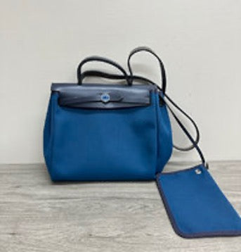 HERMES/Hermes canvas and leather patchwork silver hardware Herbag 31 tote/shoulder/crossbody bag (lock missing) 3022605050769