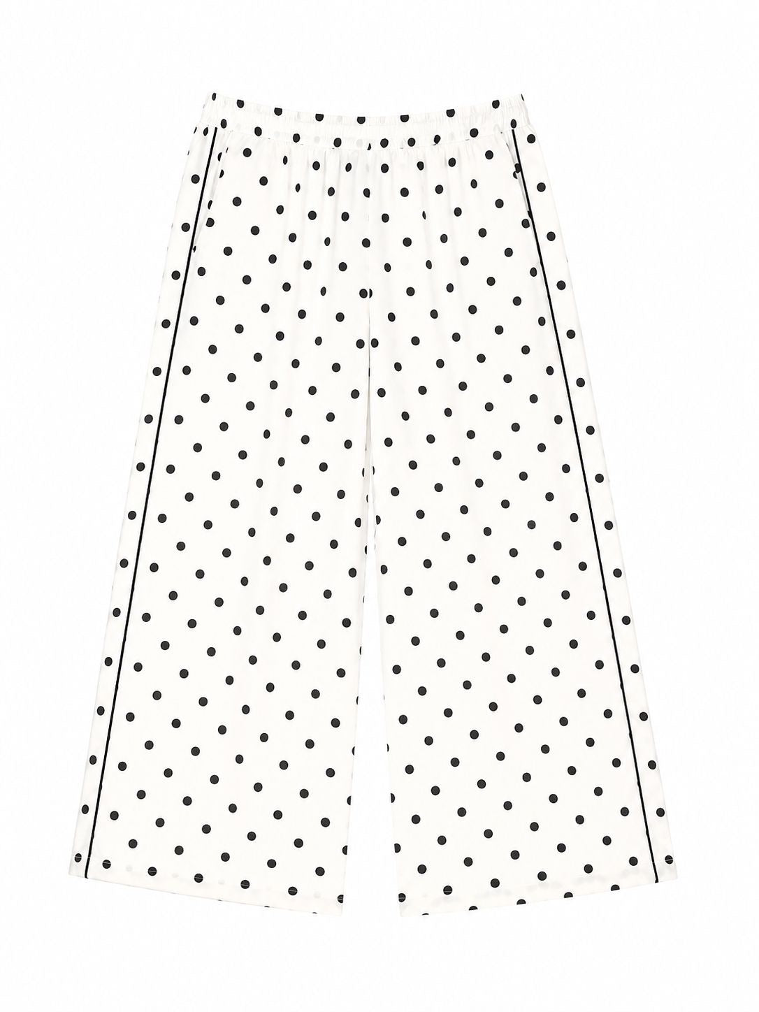 TROUSER POLKADOTS SIDE PIPPING WHITE BLACK MCL11544