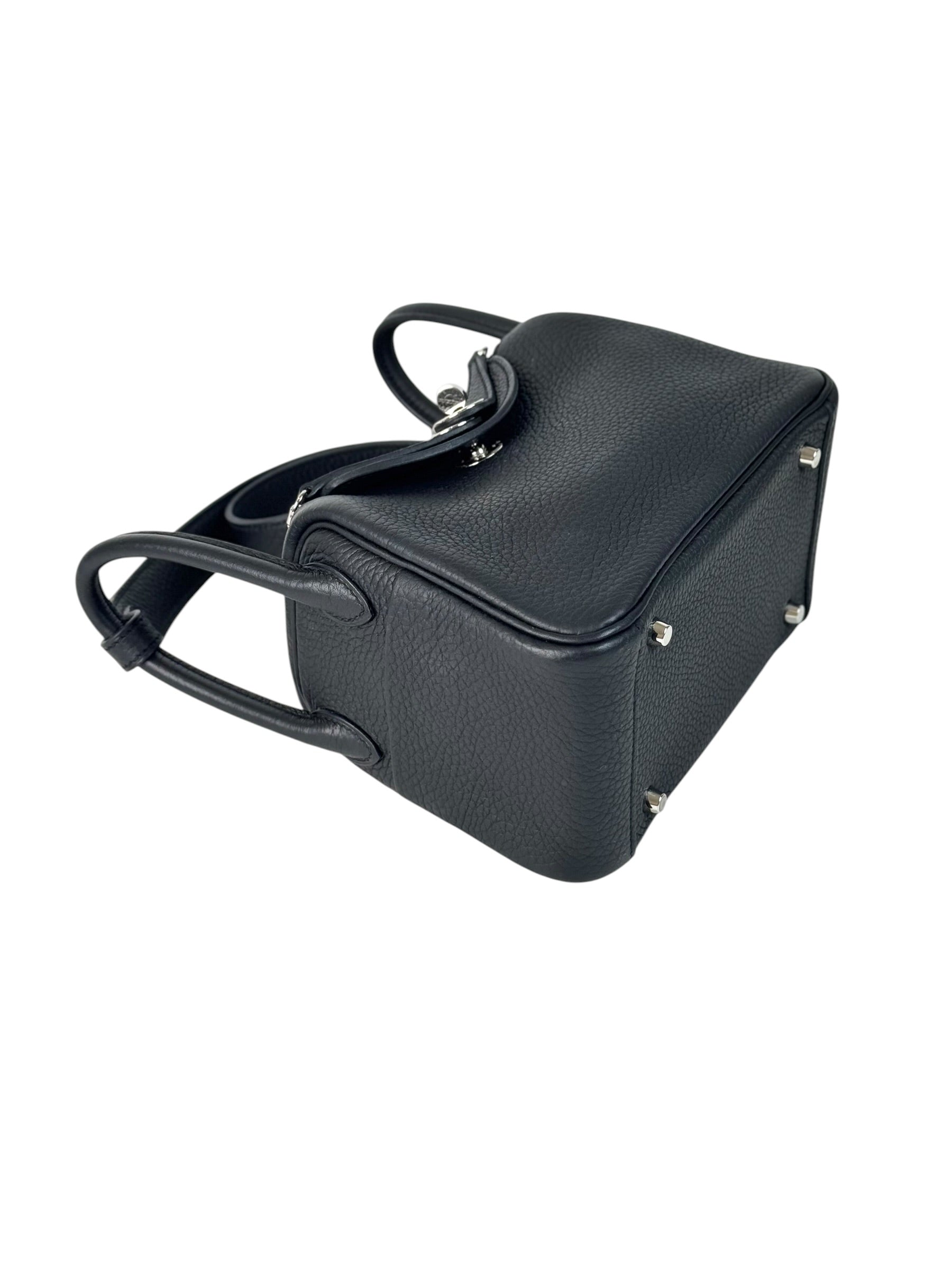 Hermes Black Lindy Mini Bag In Clemence