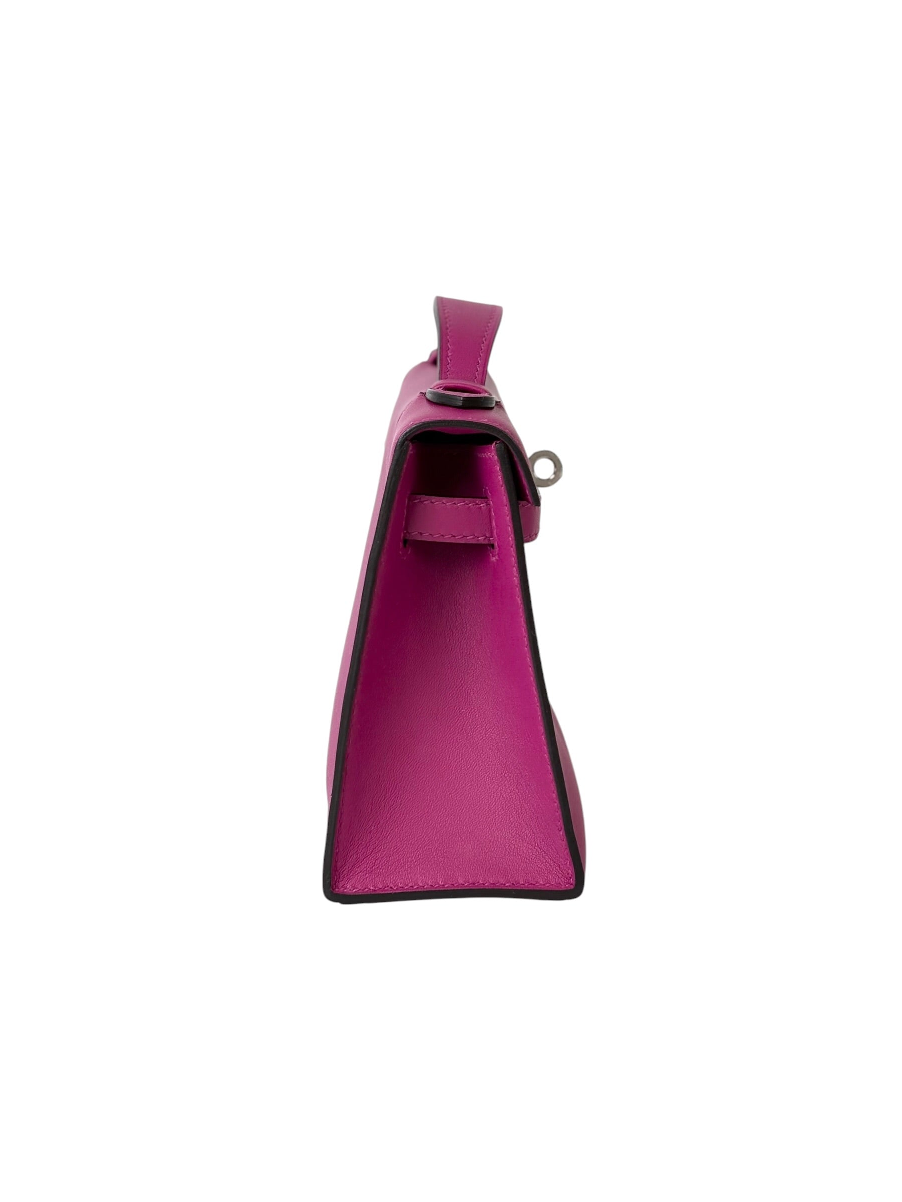 Hermes Kelly Pochette in Rose Pourpre Swift