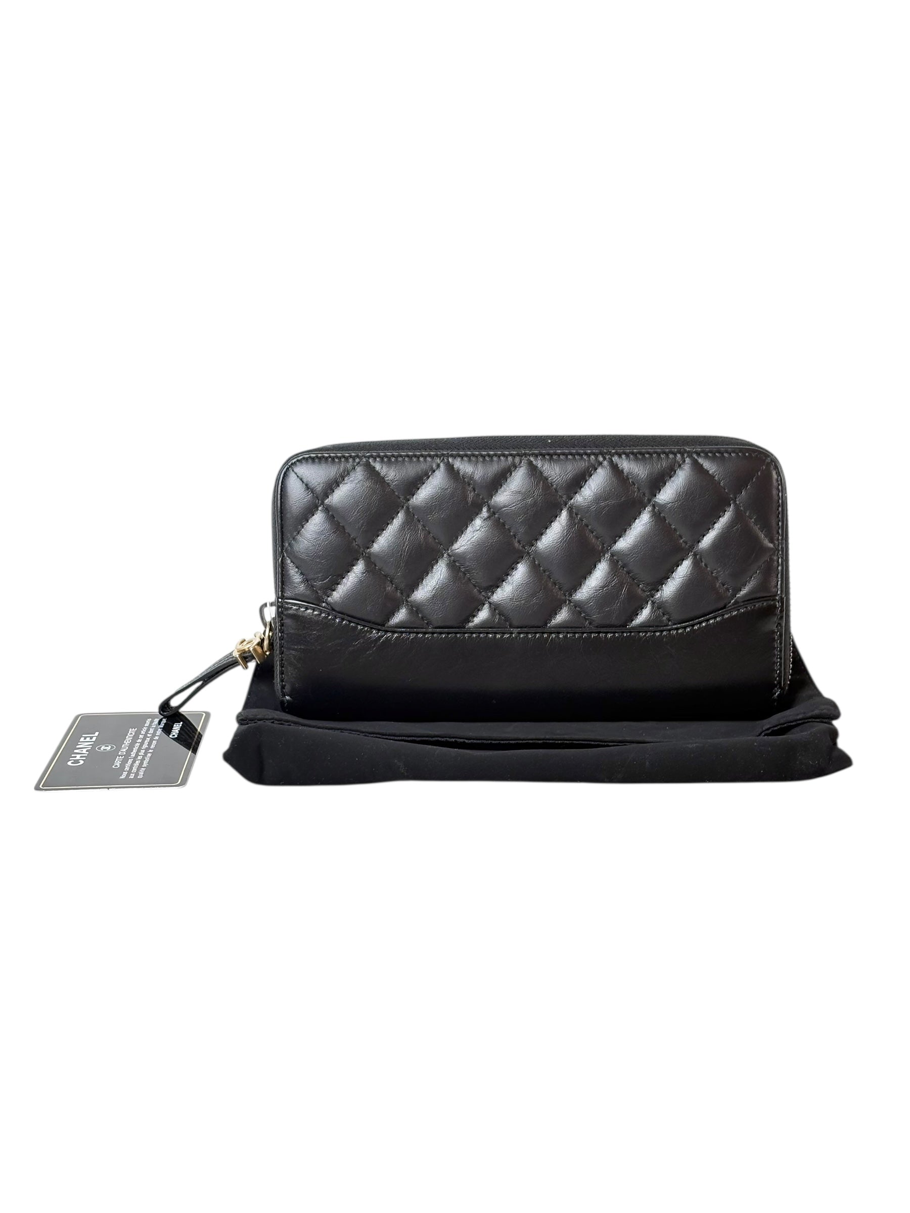 Chanel Black Boy Long Zip Wallet