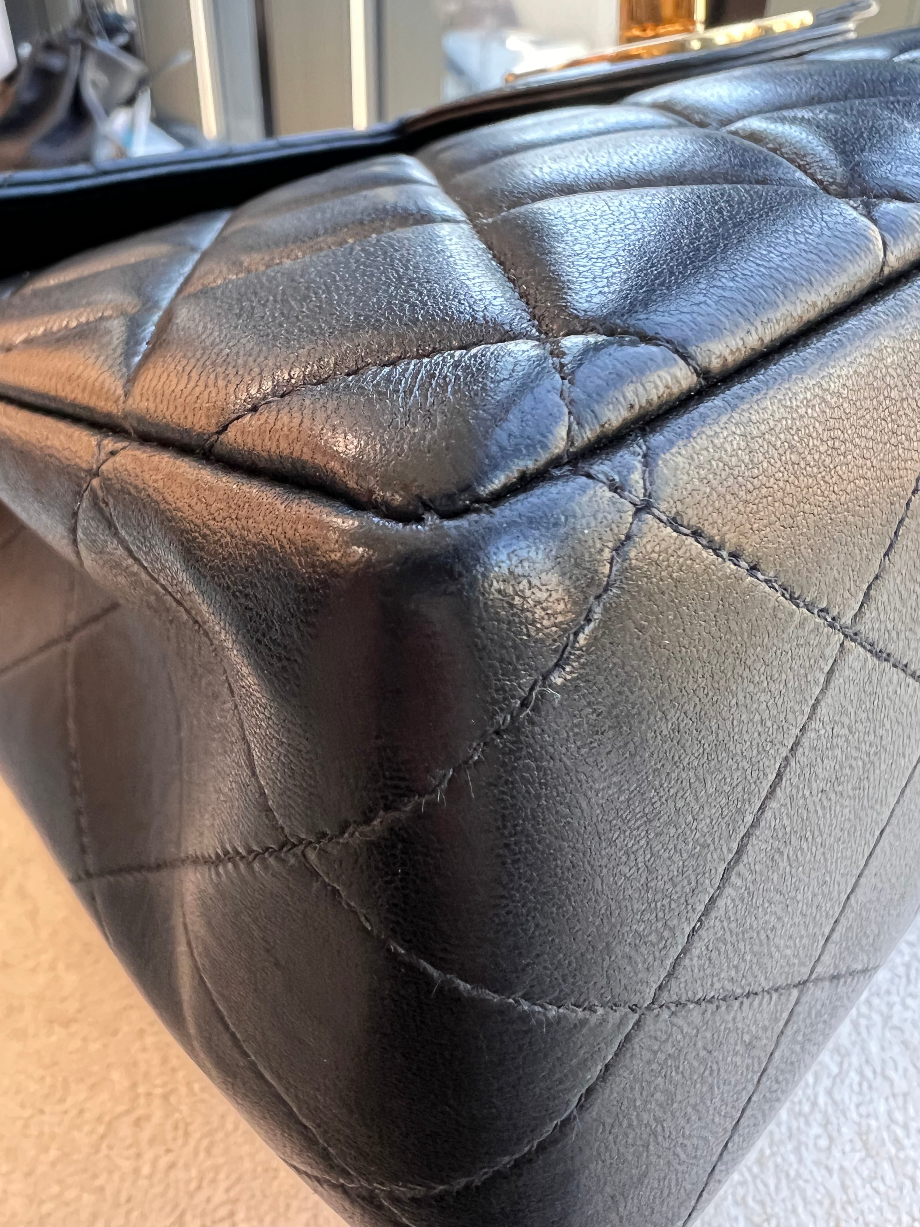 CHANEL VINTAGE JUMBO MATELASSE 30 CHAIN SHOULDER BAG BLACK LAMB SKIN 90304702