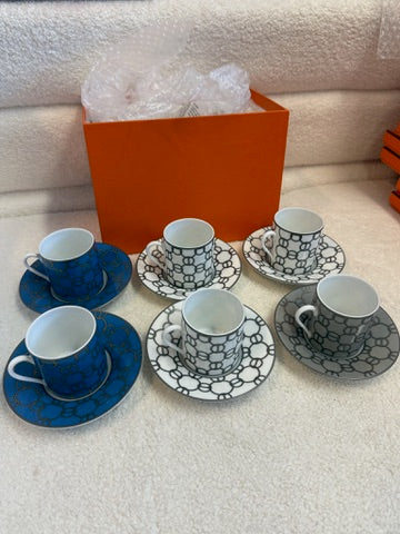 Hermès H Déco Saucer Set 12 Pieces