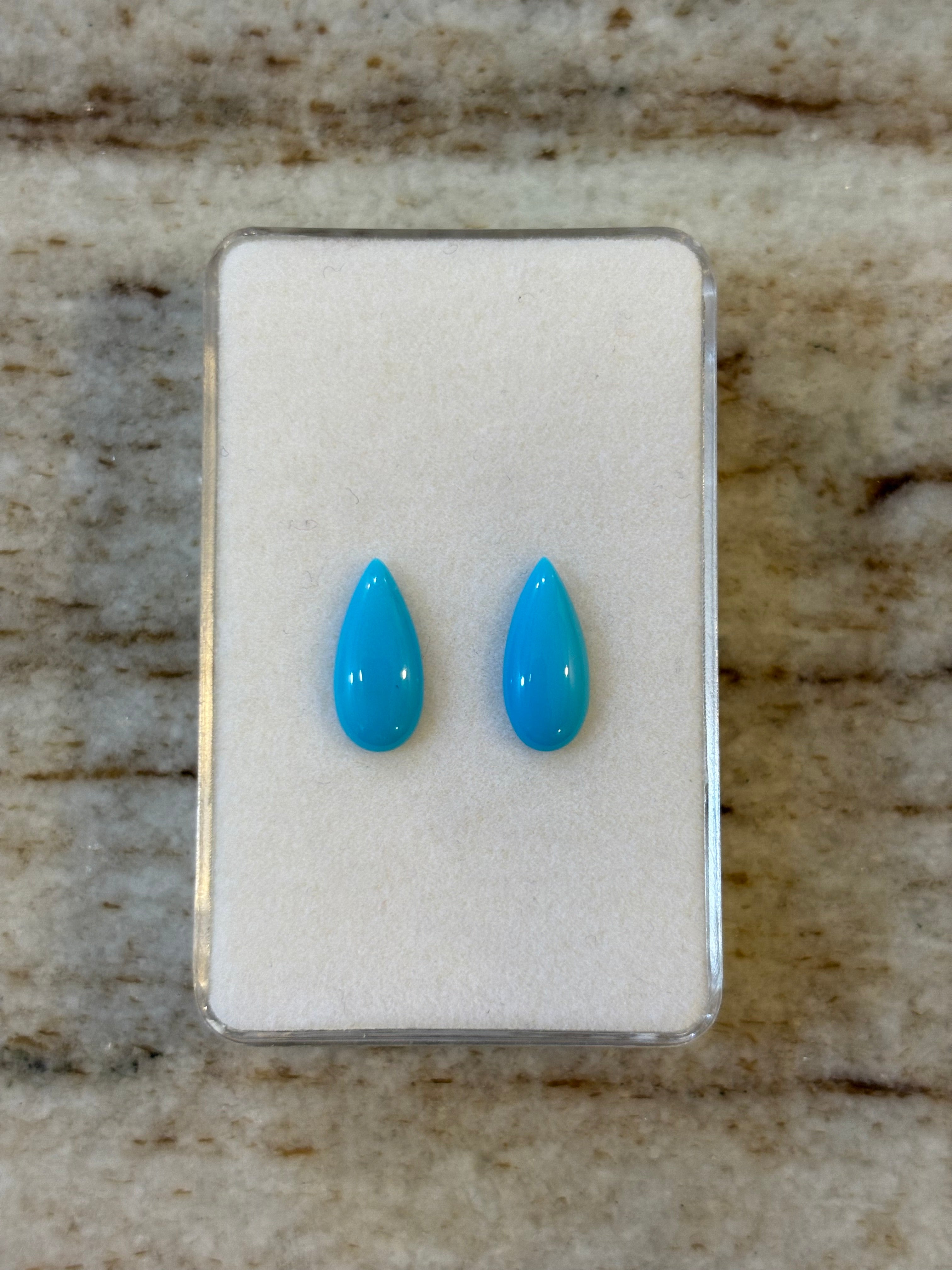 2.30ct Pear Sleeping Beauty Turquoise Arizona PAIR DXBCS5722