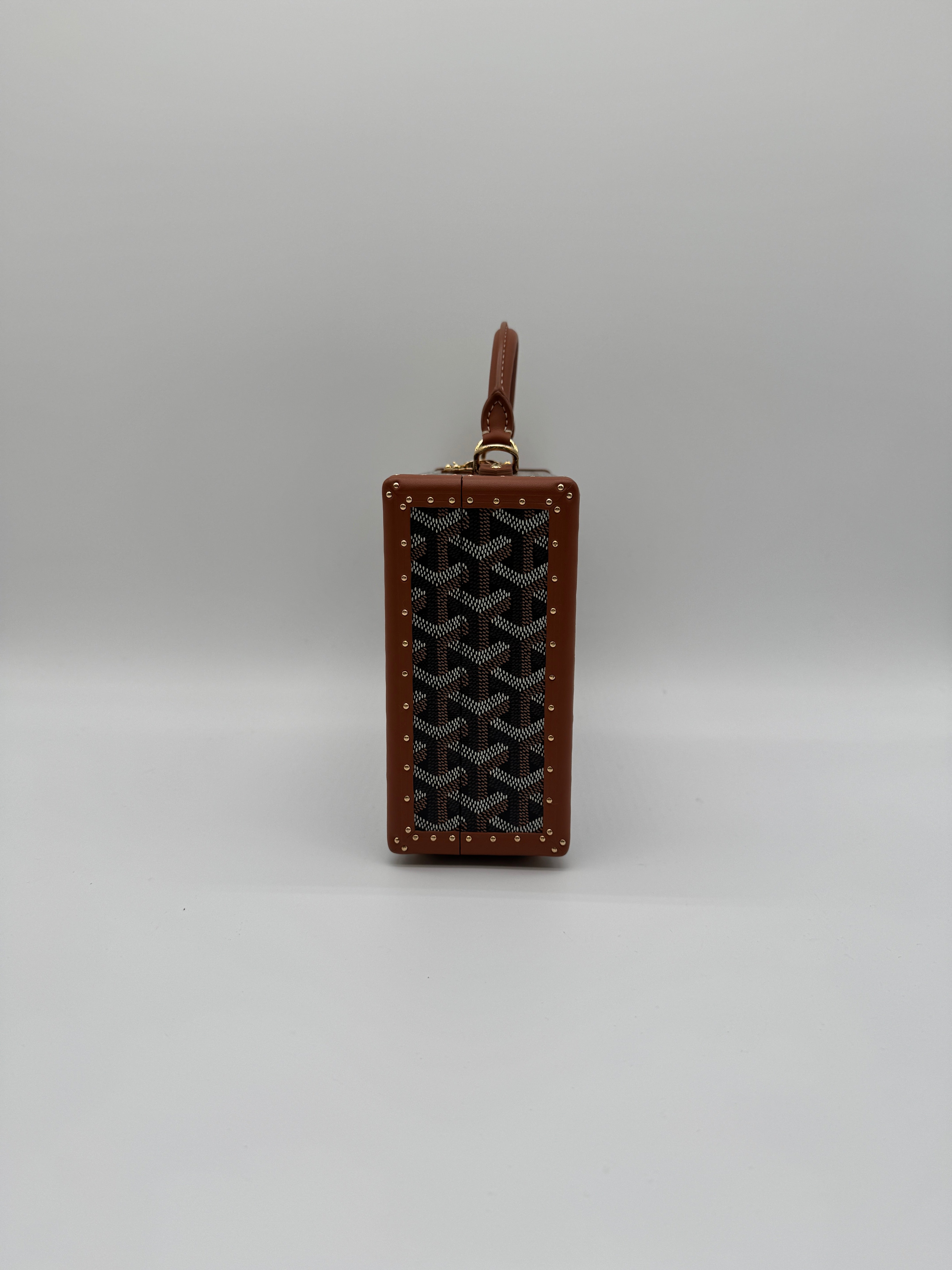 Goyard Grand Hôtel Trunk Bag Black & Tan Gold Hardware