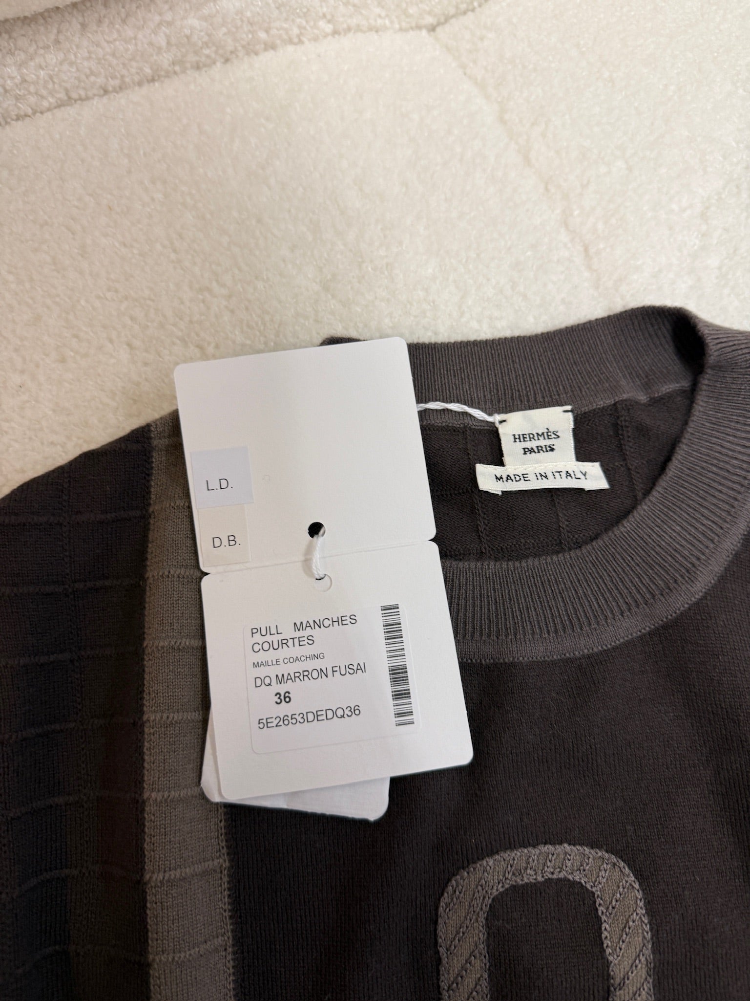 FR36 - Hermès Coaching Short Sleeve Sweater - Marron Fusain