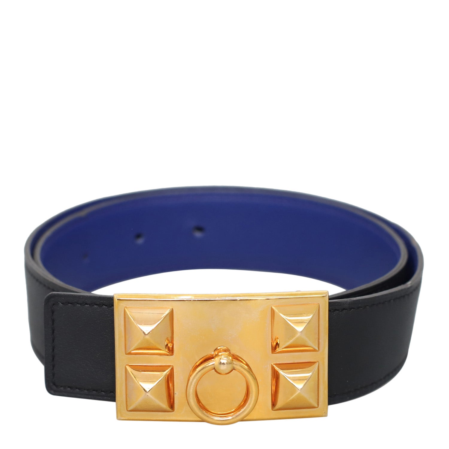 Hermès Reversible Leather Belt With Collier de Chien Buckle HER07117A