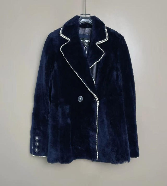 Chanel Metropolitan Collection Leather Chain-Trimmed Jacket/Coat, Size 38 SYCC2113