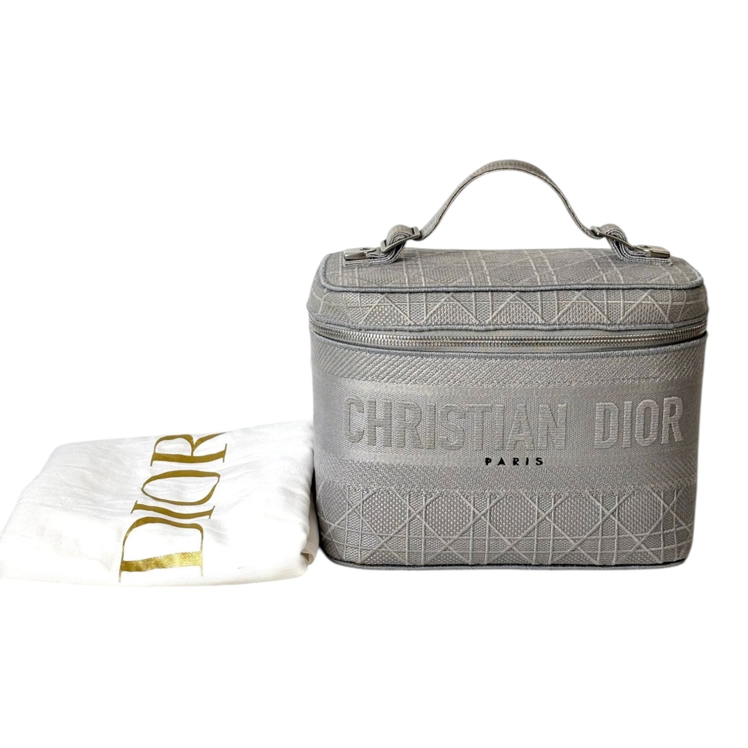 Dior Grey Canvas Vanity Case Bag