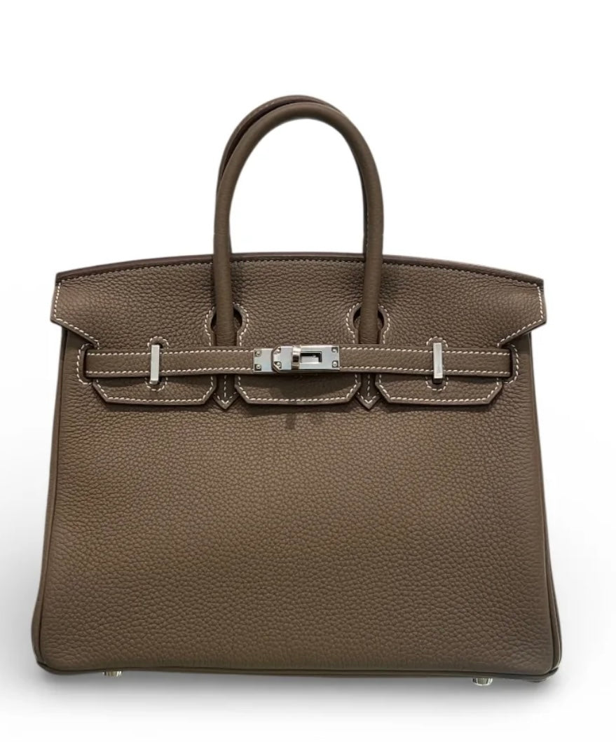 Hermes Birkin 25 Etoupe Togo & PHW - Full Set - W Stamp