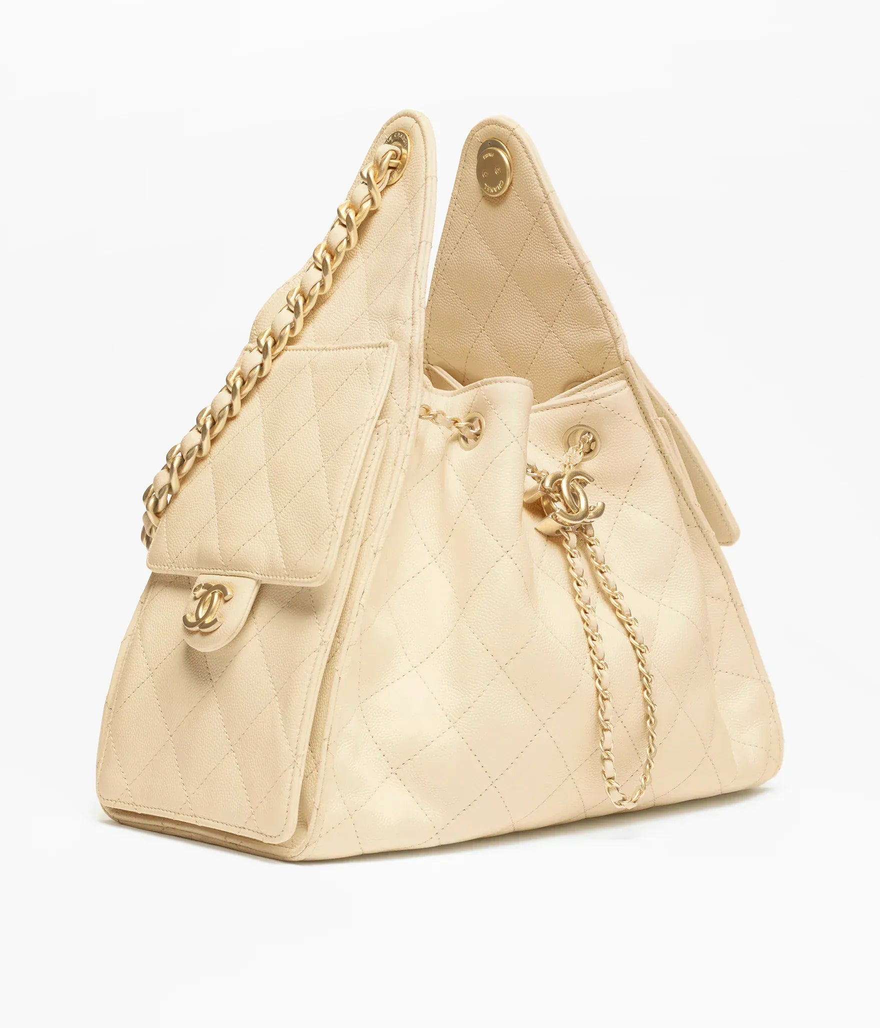 *LONDON LOCATED* CHANEL 25 MINI HANDBAG BEIGE Grained Calfskin with Gold-Tone Metal