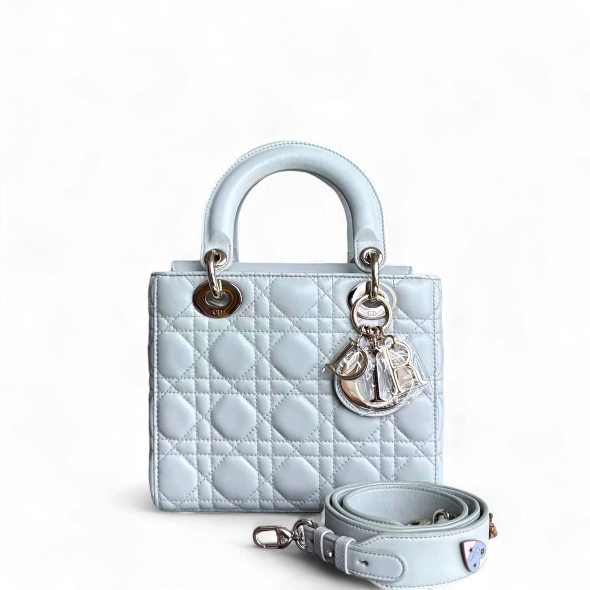 DIOR LADY SMALL - CANNAGE LAMBSKIN LIGHT MINT GREEN GOLD HARDWARE SYCM526
