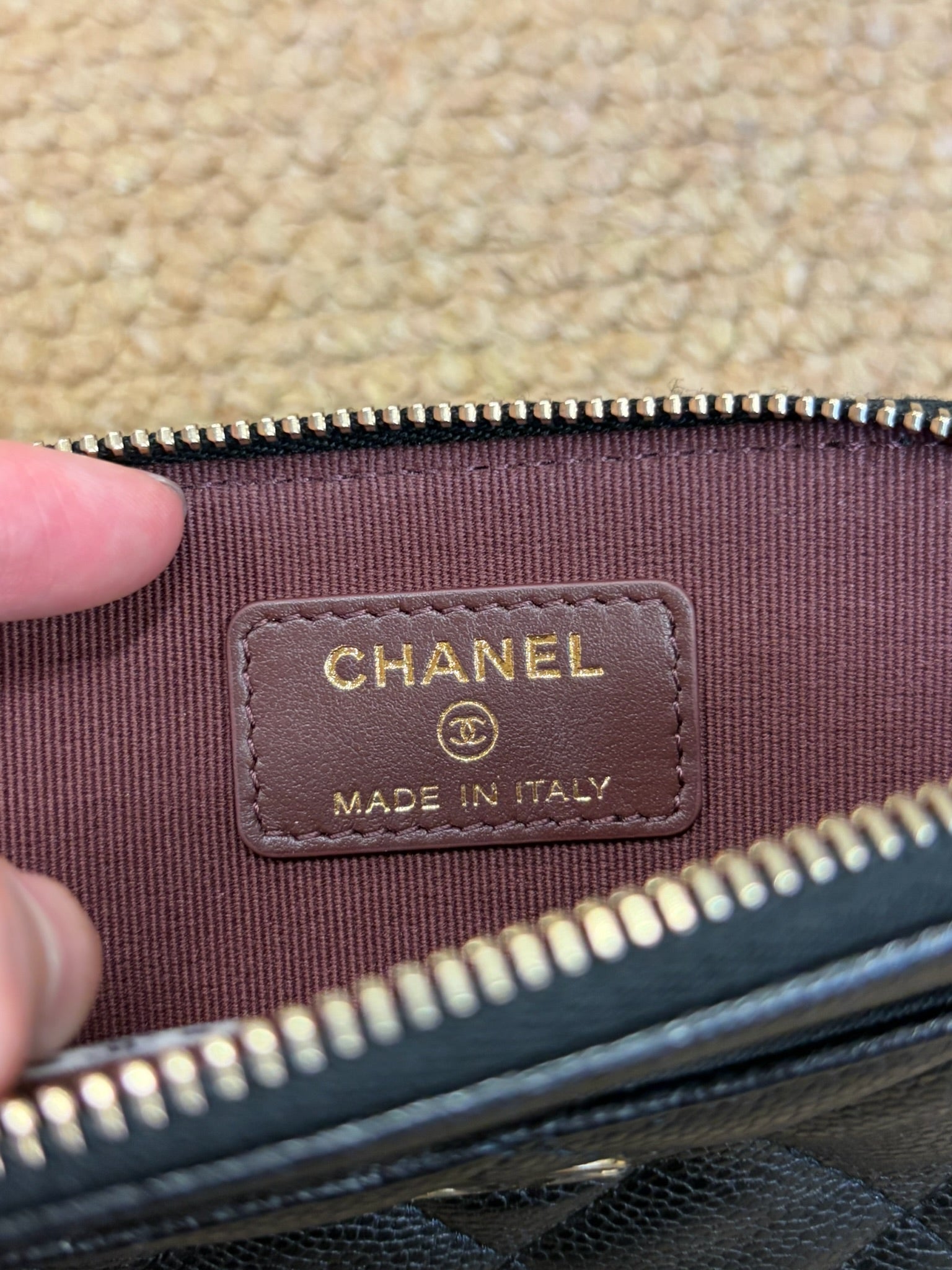 Chanel Caviar Quilted Zip Card Holder Wallet Black